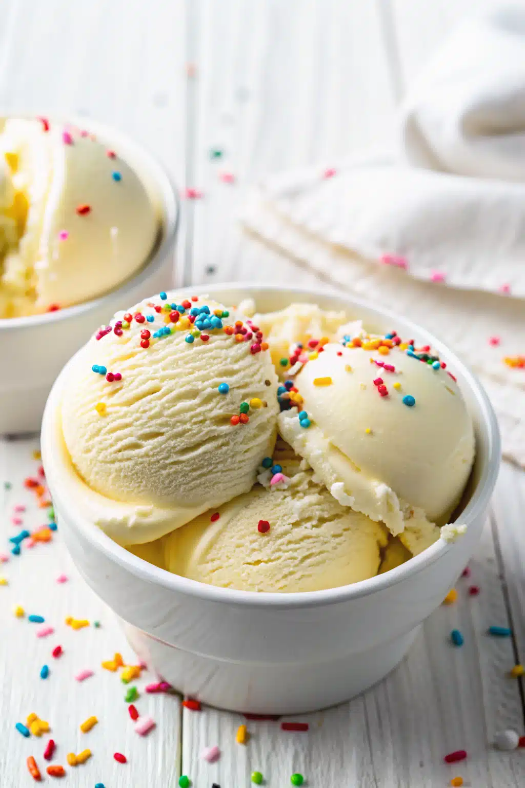 protein ice cream recipes slice on plate showing perfect texture and swirl pattern