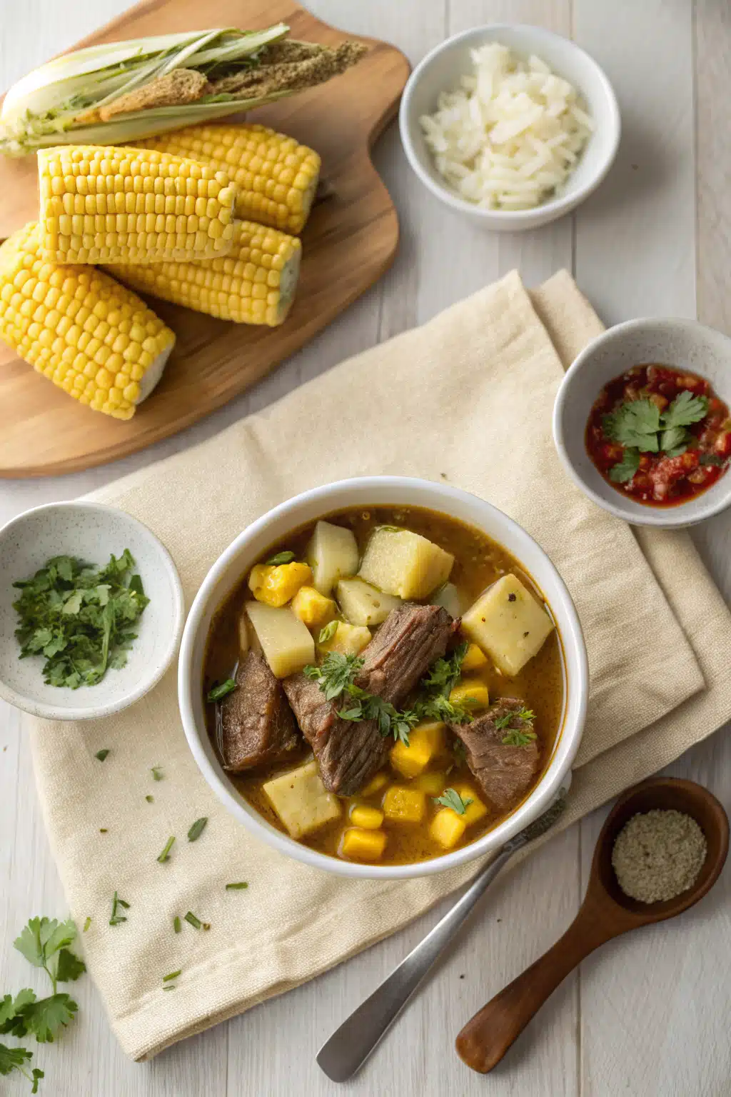 Dominican Sancocho Recipe beautifully presented from an overhead angle