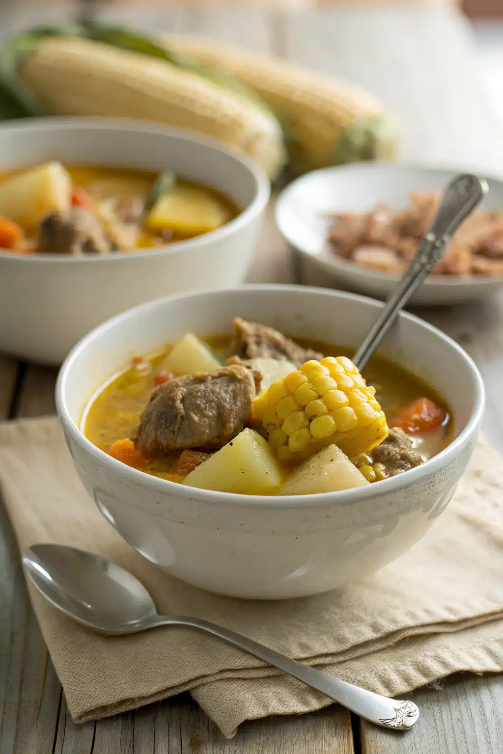 Dominican Sancocho Recipe ingredients organized and measured on kitchen counter