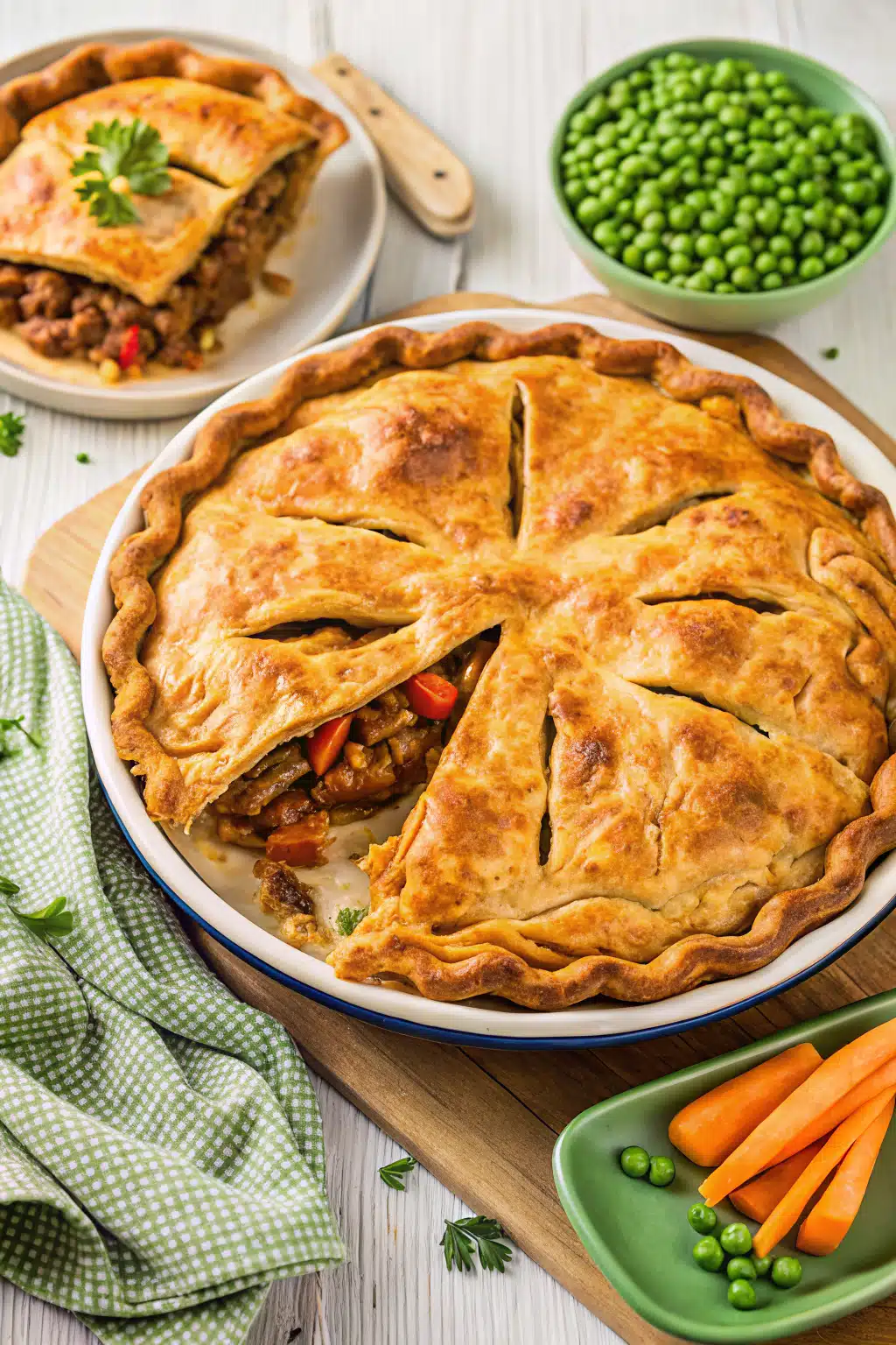 Beef Pot Pie Recipe beautifully presented from an overhead angle