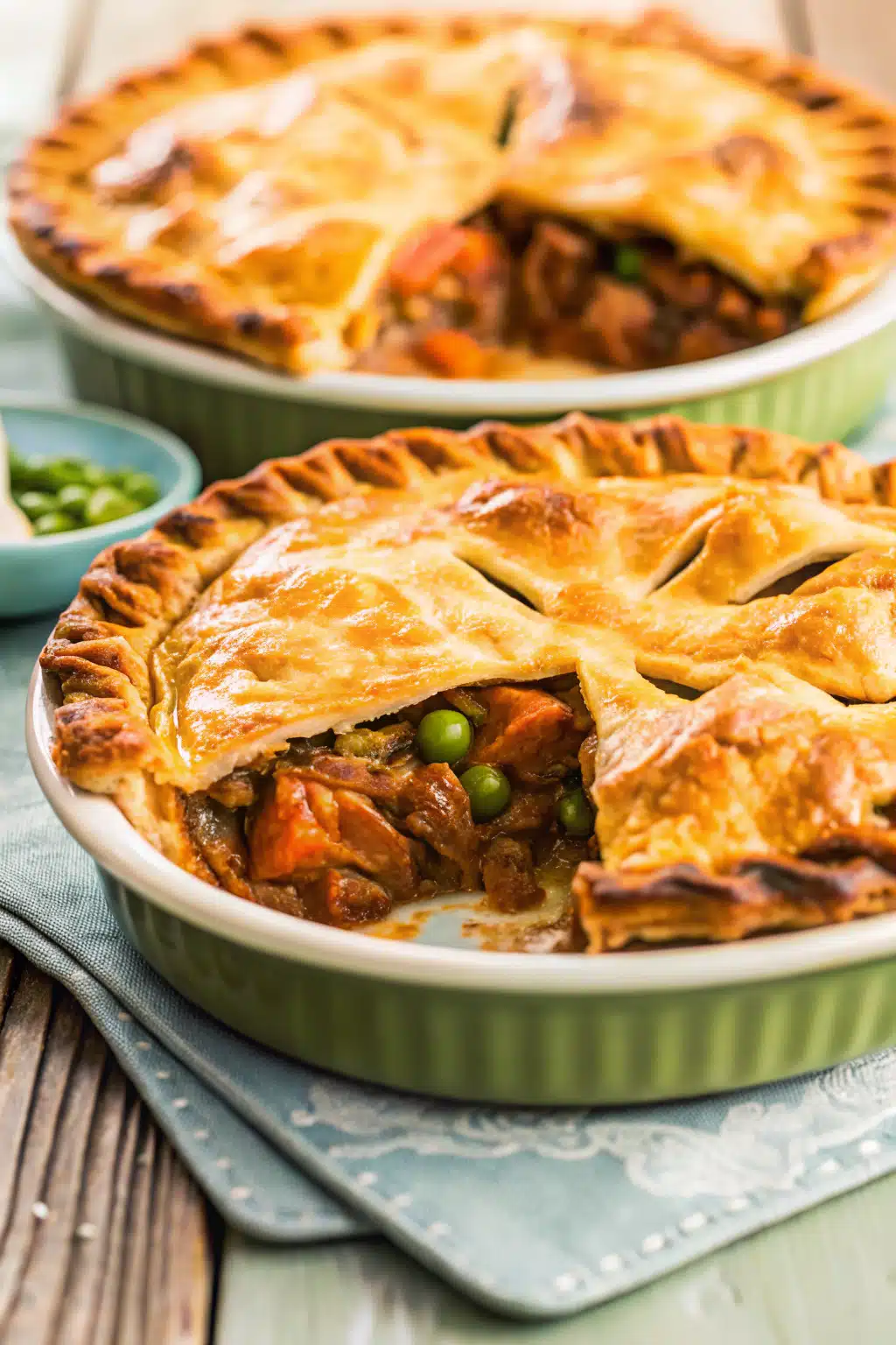 Beef Pot Pie Recipe ingredients organized and measured on kitchen counter