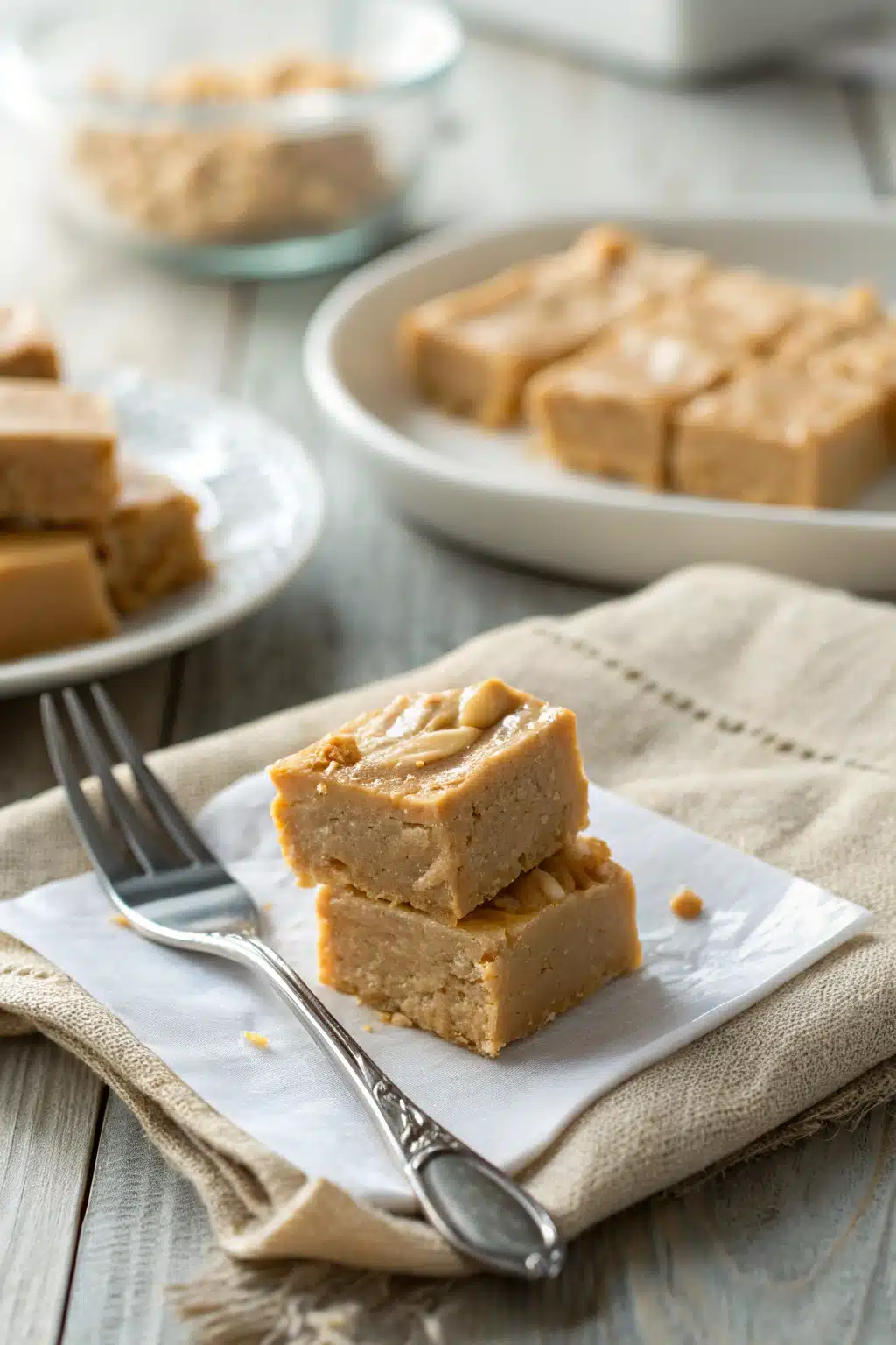 Creamy Peanut Butter Fudge ingredients organized and measured on kitchen counter
