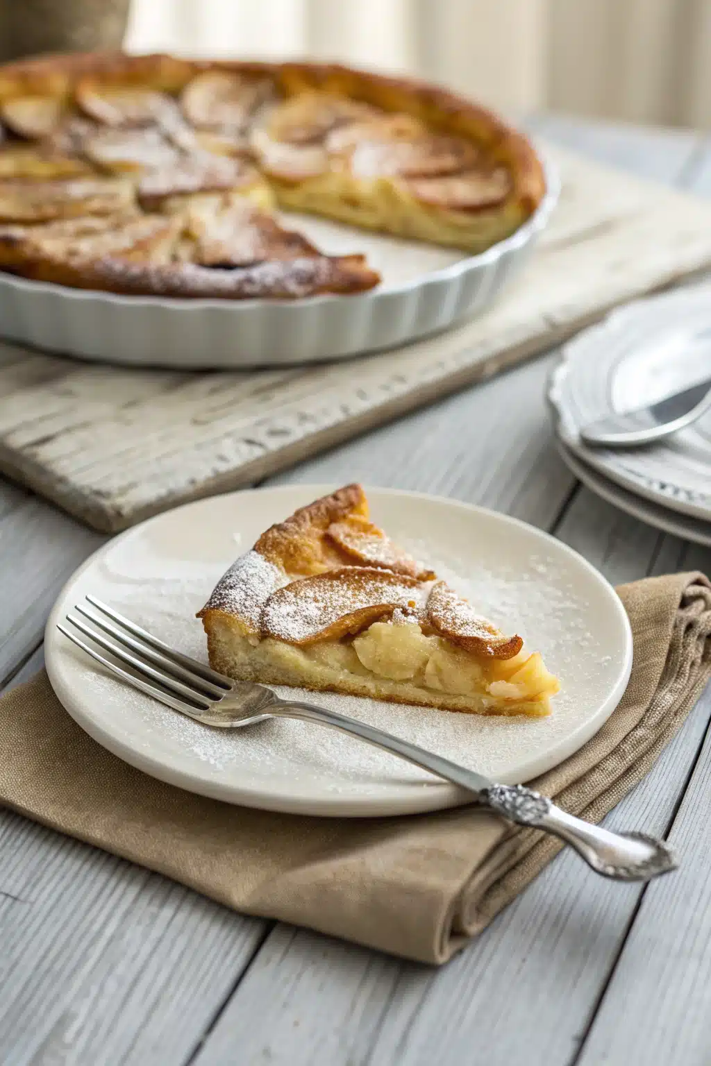 German Apple Pancake ingredients organized and measured on kitchen counter