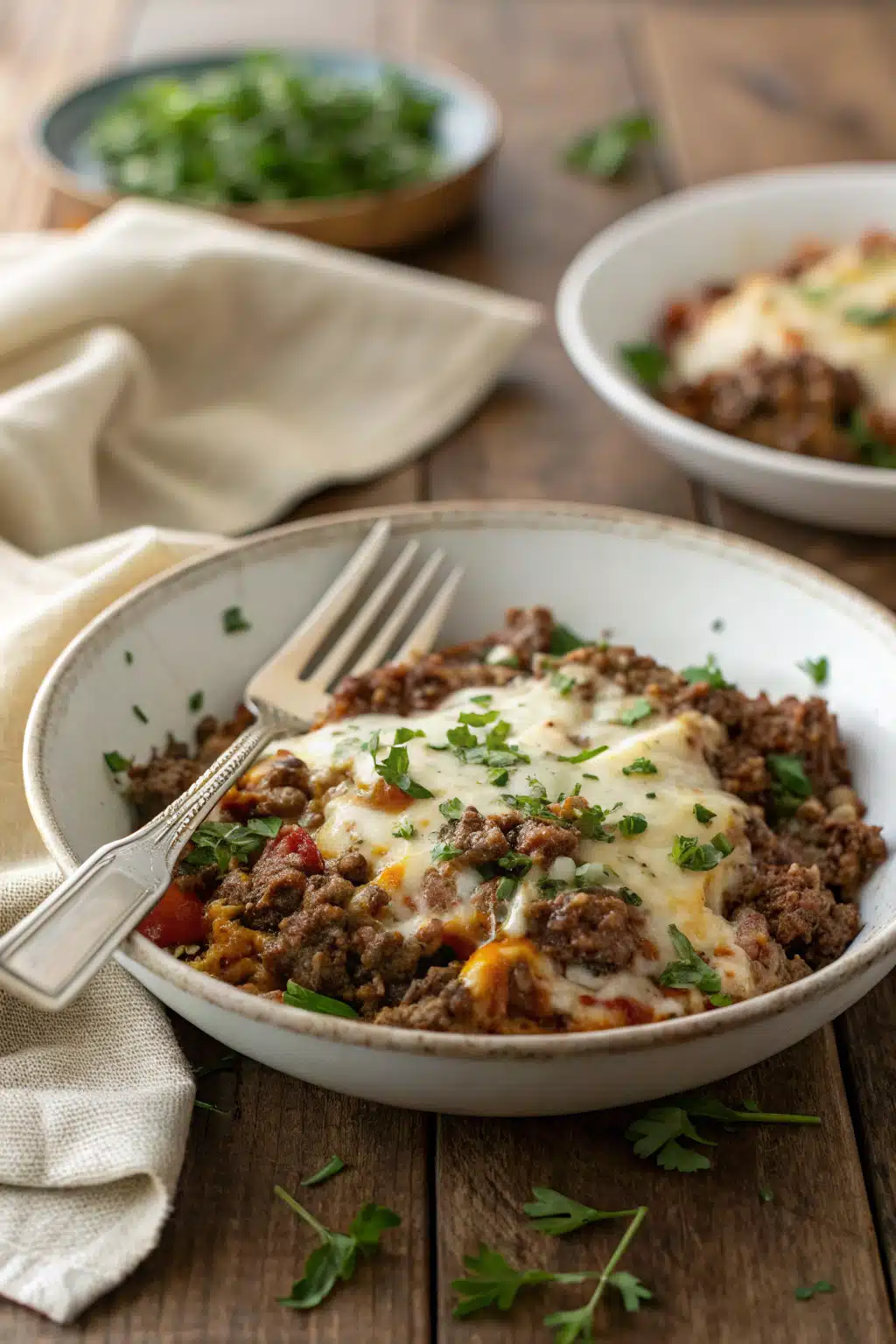 Keto Ground Beef Recipes ingredients organized and measured on kitchen counter