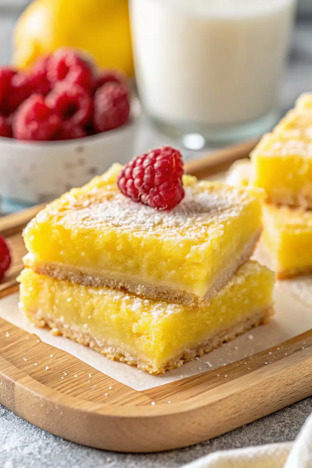 Easy Lemon Bars slice on plate showing perfect texture and swirl pattern