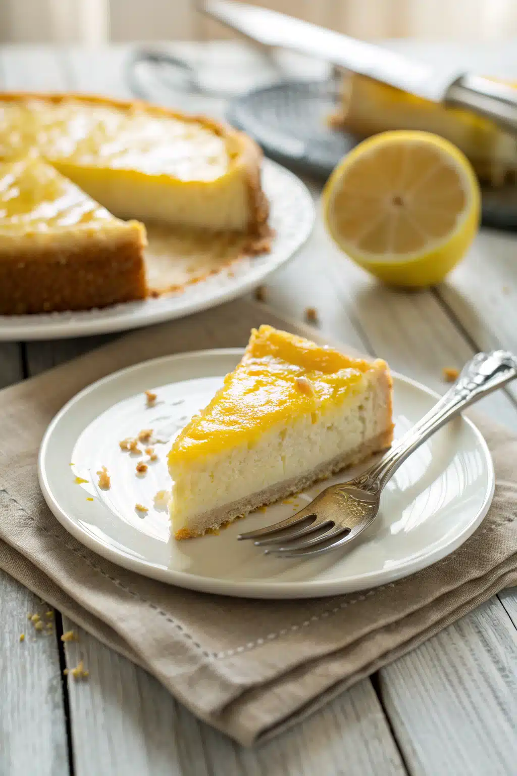 Lemon Cream Cheese Cake ingredients organized and measured on kitchen counter