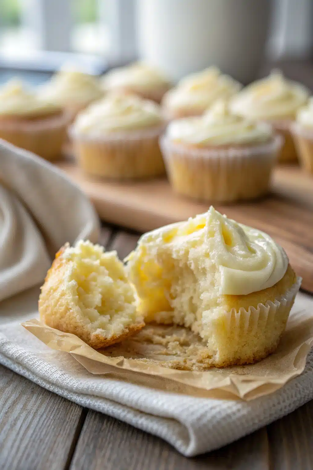 Lemon Cream Cheese Muffins slice on plate showing perfect texture and swirl pattern