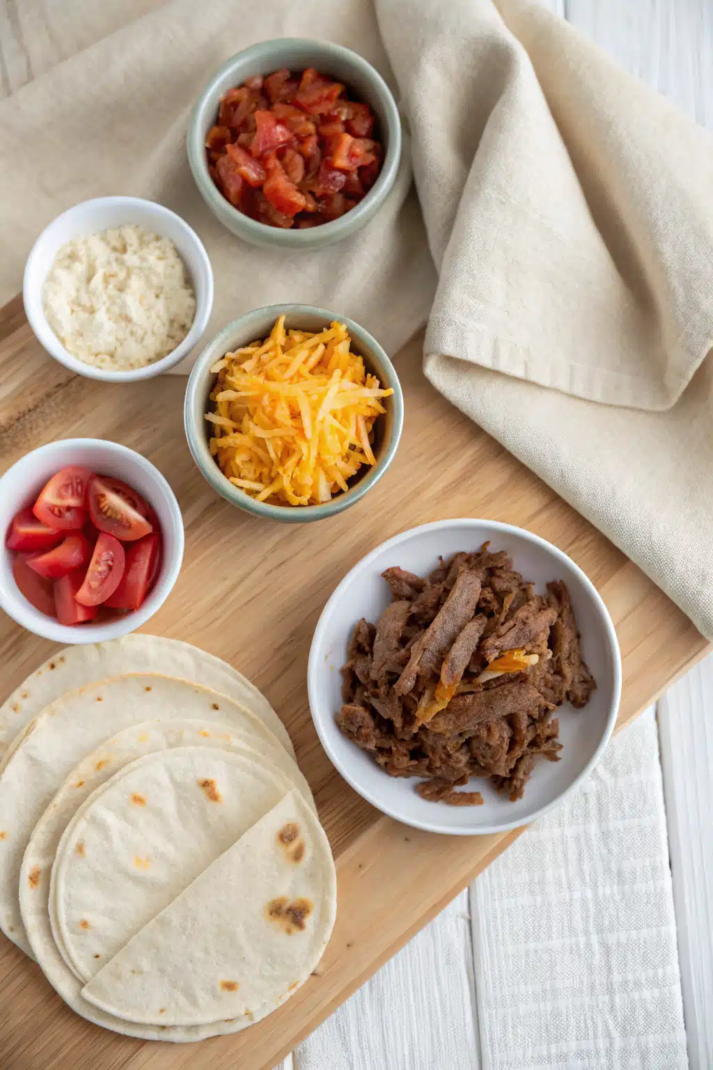 Homemade Beef Chimichangas beautifully presented from an overhead angle
