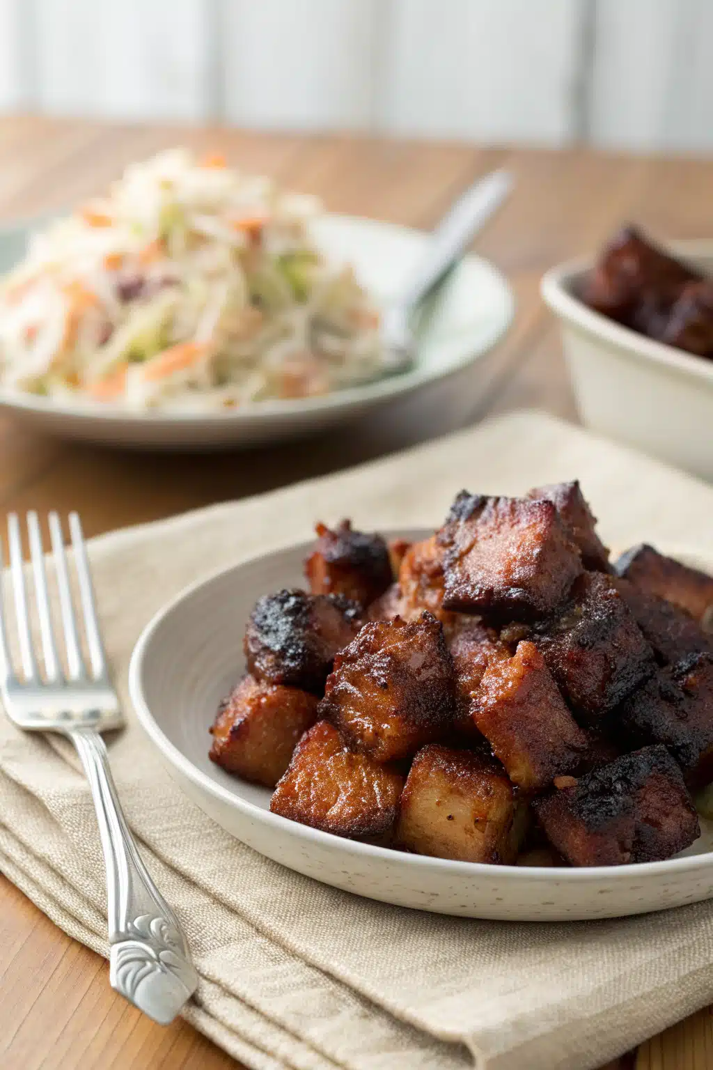 Pork Belly Burnt Ends ingredients organized and measured on kitchen counter