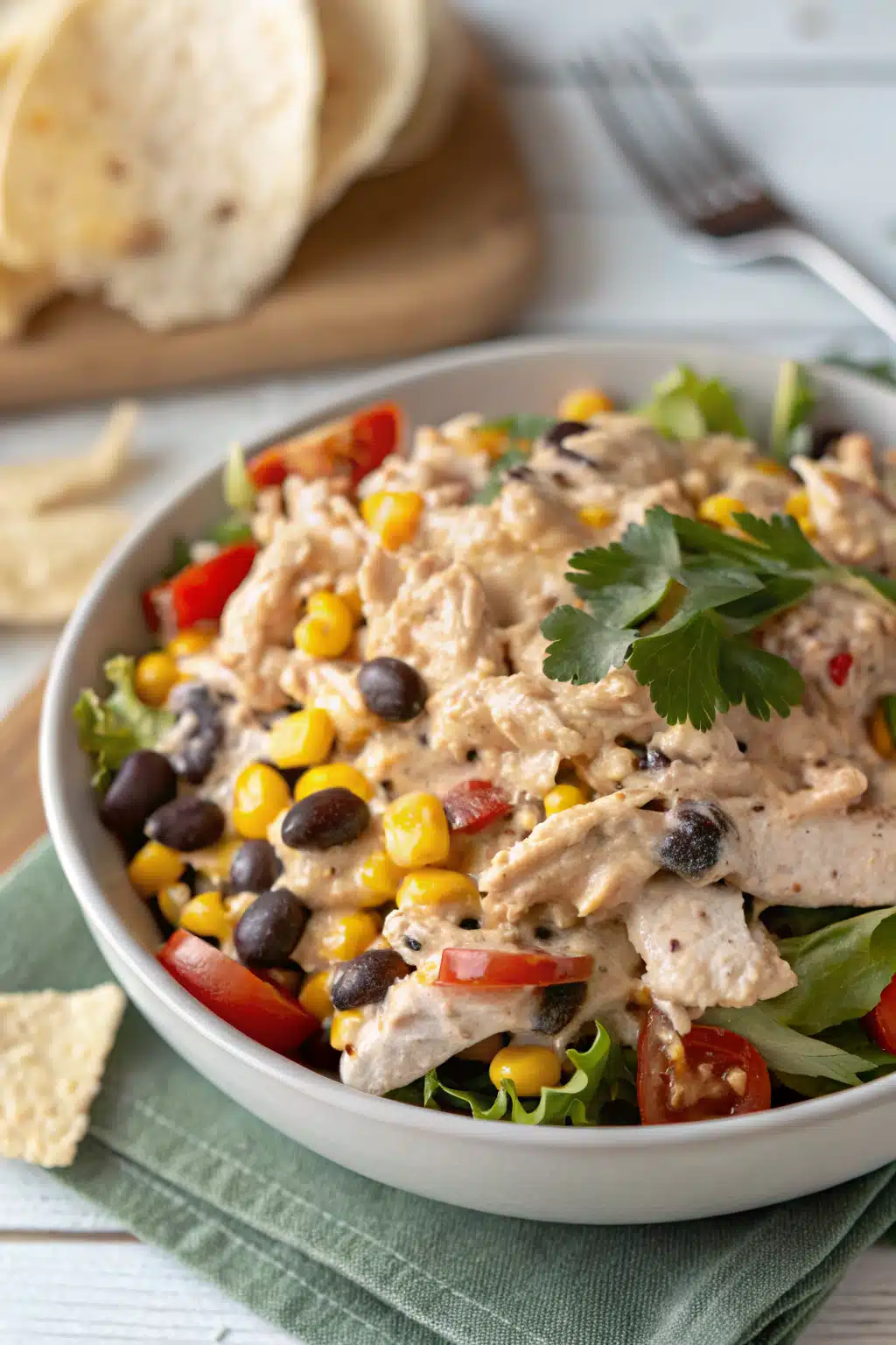 Southwest Chicken Salad slice on plate showing perfect texture and swirl pattern