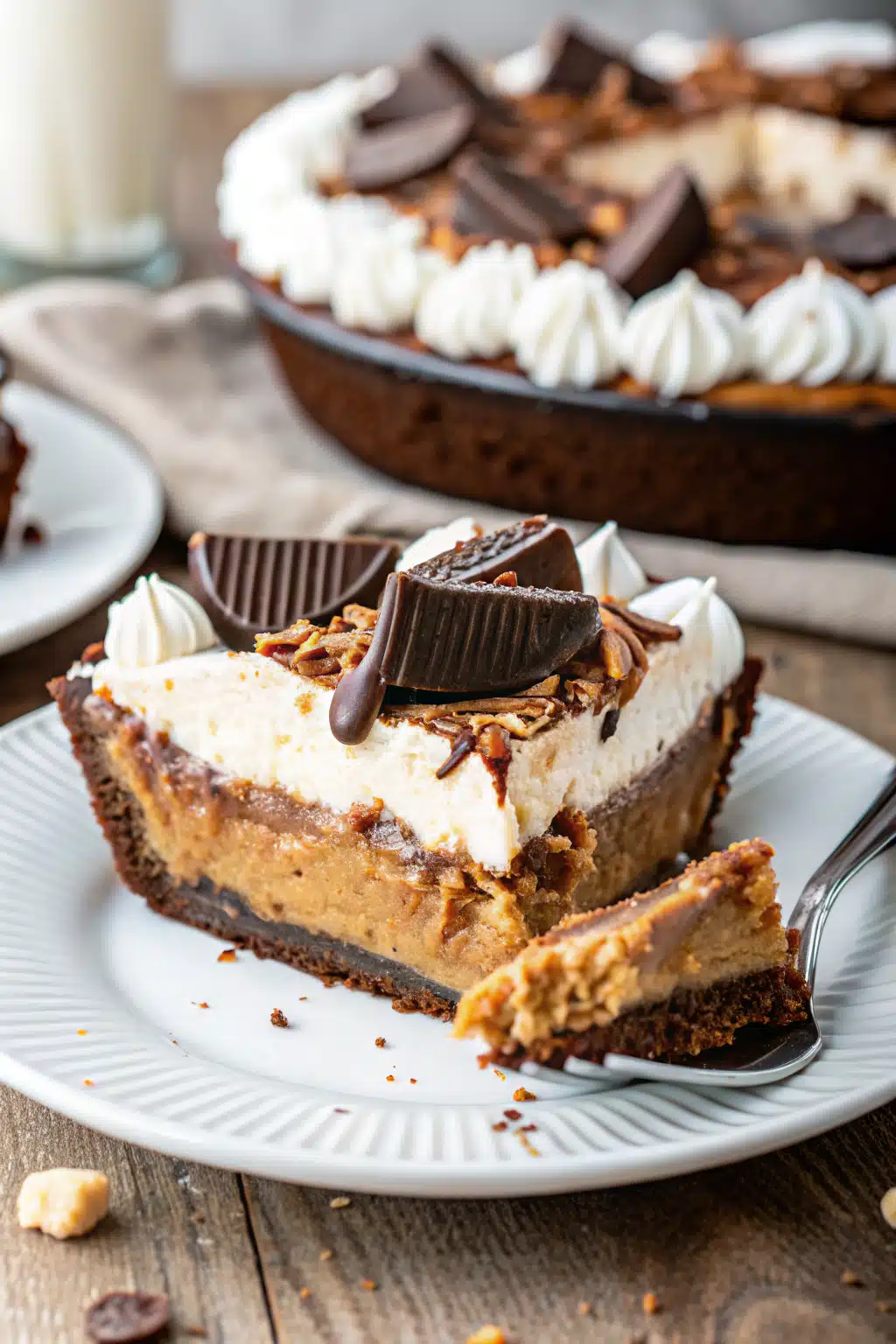 Reeses Peanut Butter Pie ingredients organized and measured on kitchen counter