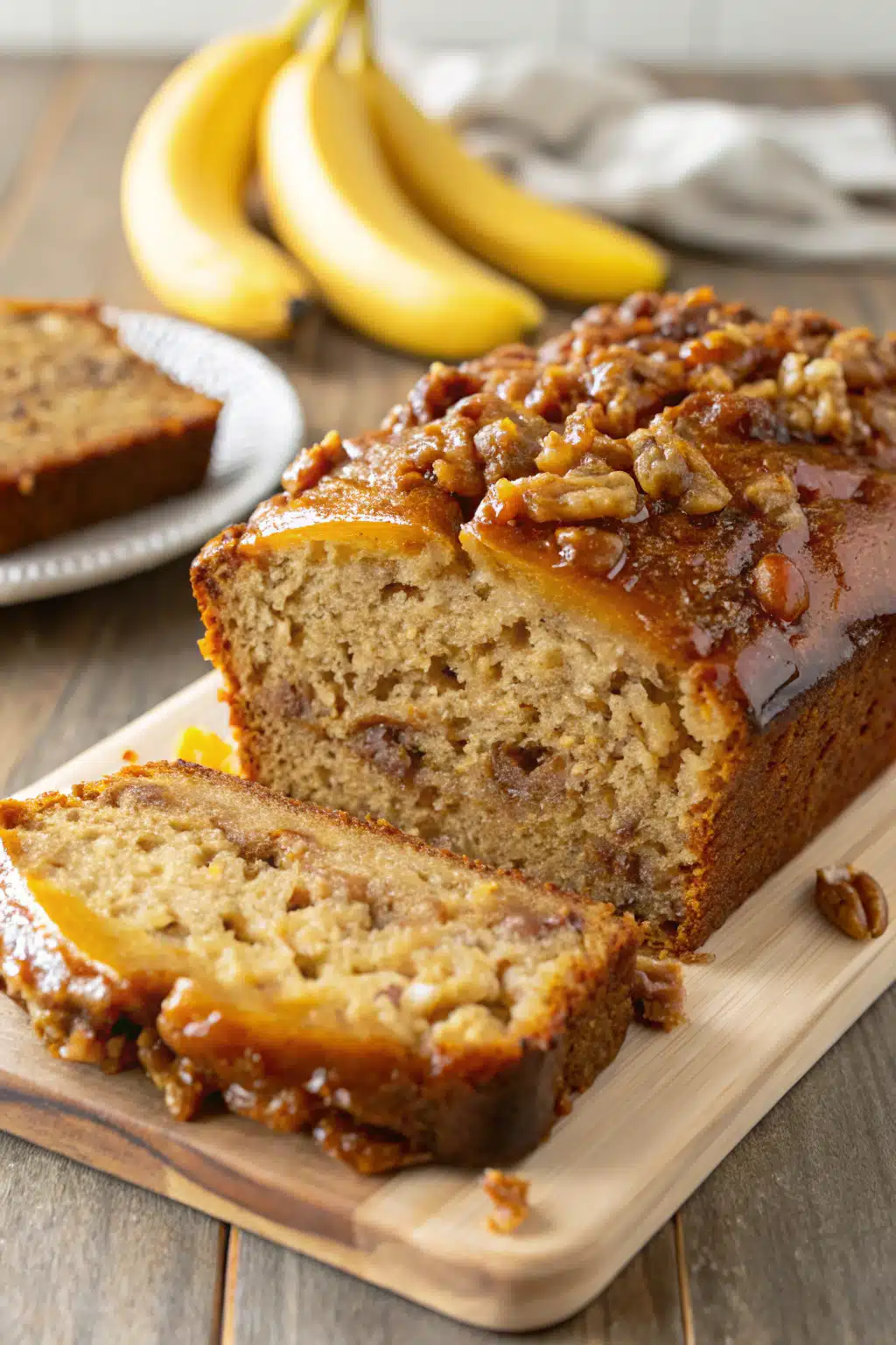 Greek Yogurt Banana Bread slice on plate showing perfect texture and swirl pattern