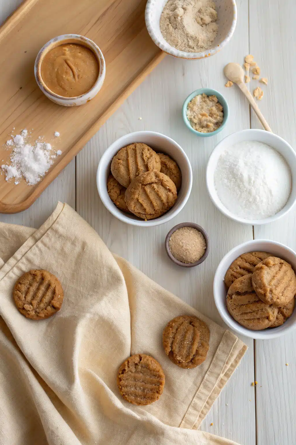 best peanut butter cookies beautifully presented from an overhead angle
