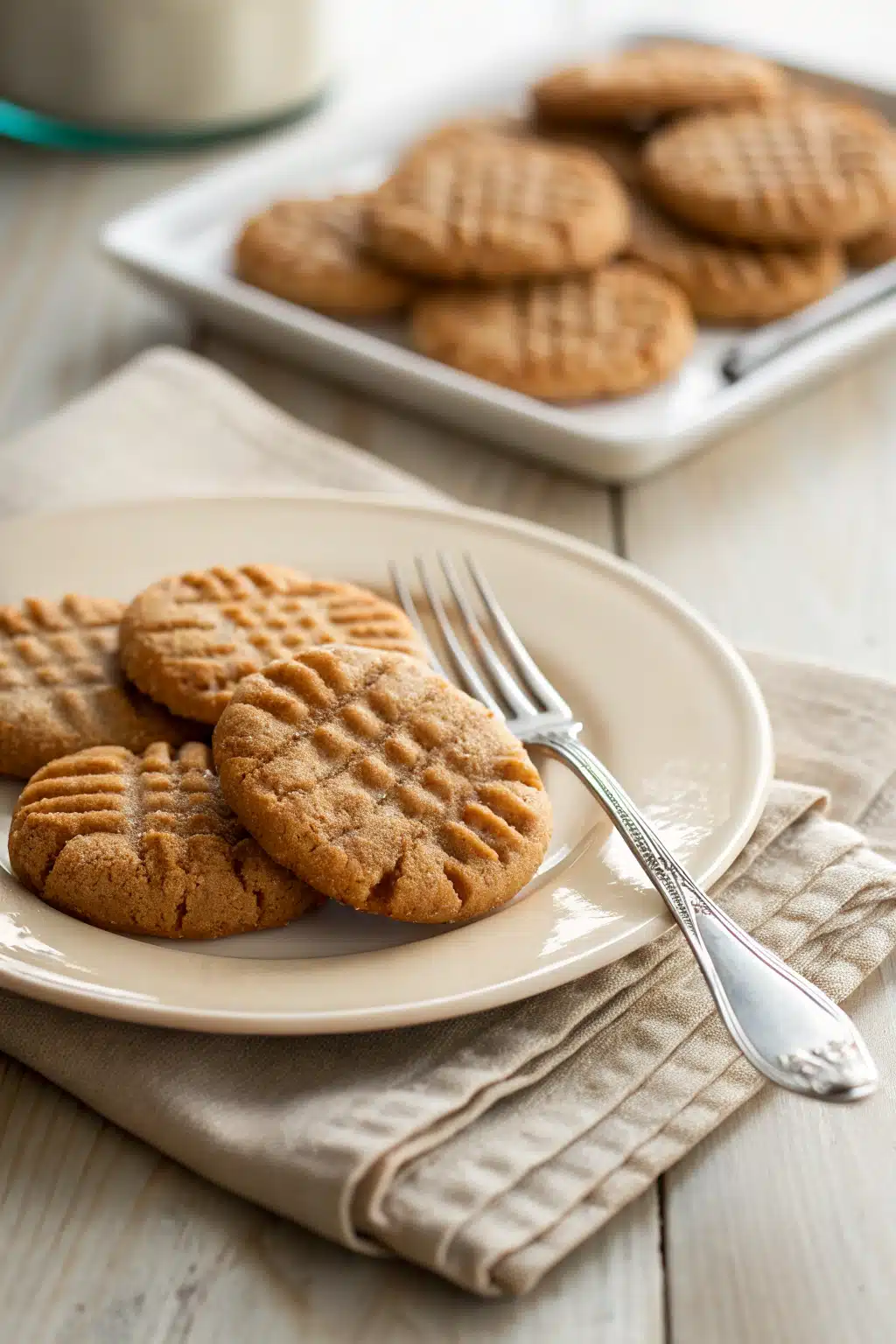 best peanut butter cookies ingredients organized and measured on kitchen counter