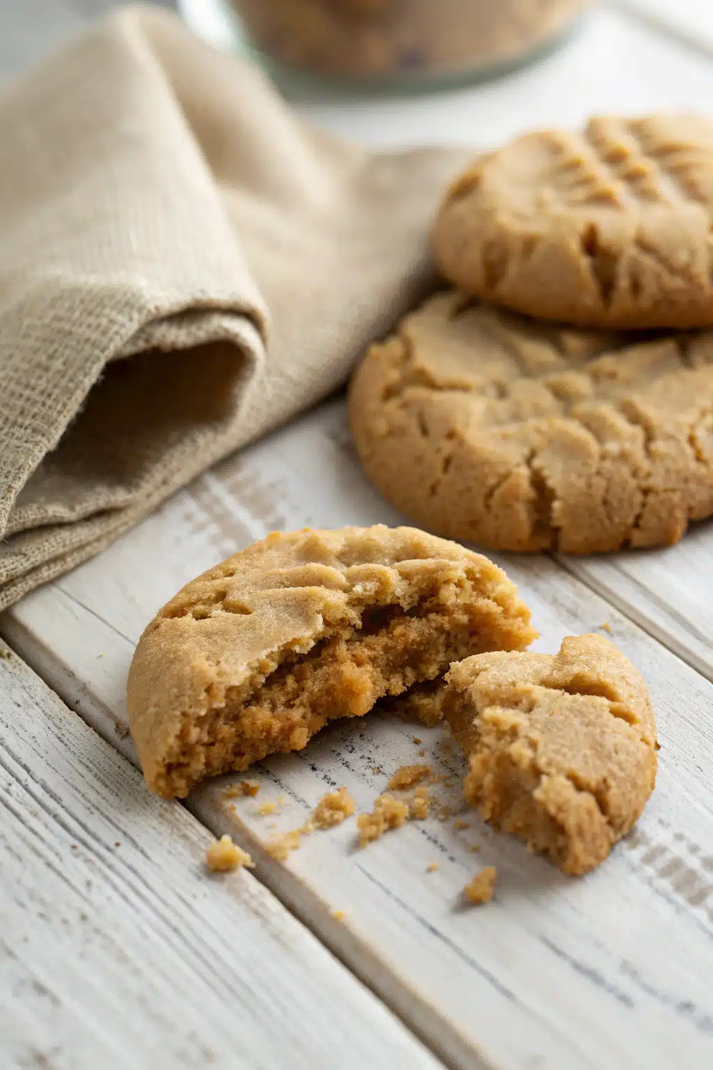 best peanut butter cookies slice on plate showing perfect texture and swirl pattern