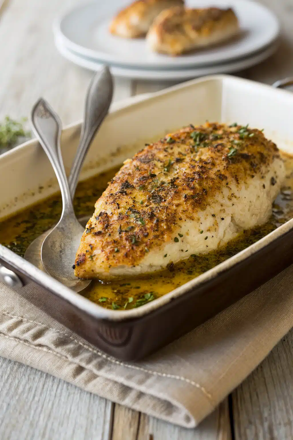 Oven Baked Chicken Breast ingredients organized and measured on kitchen counter