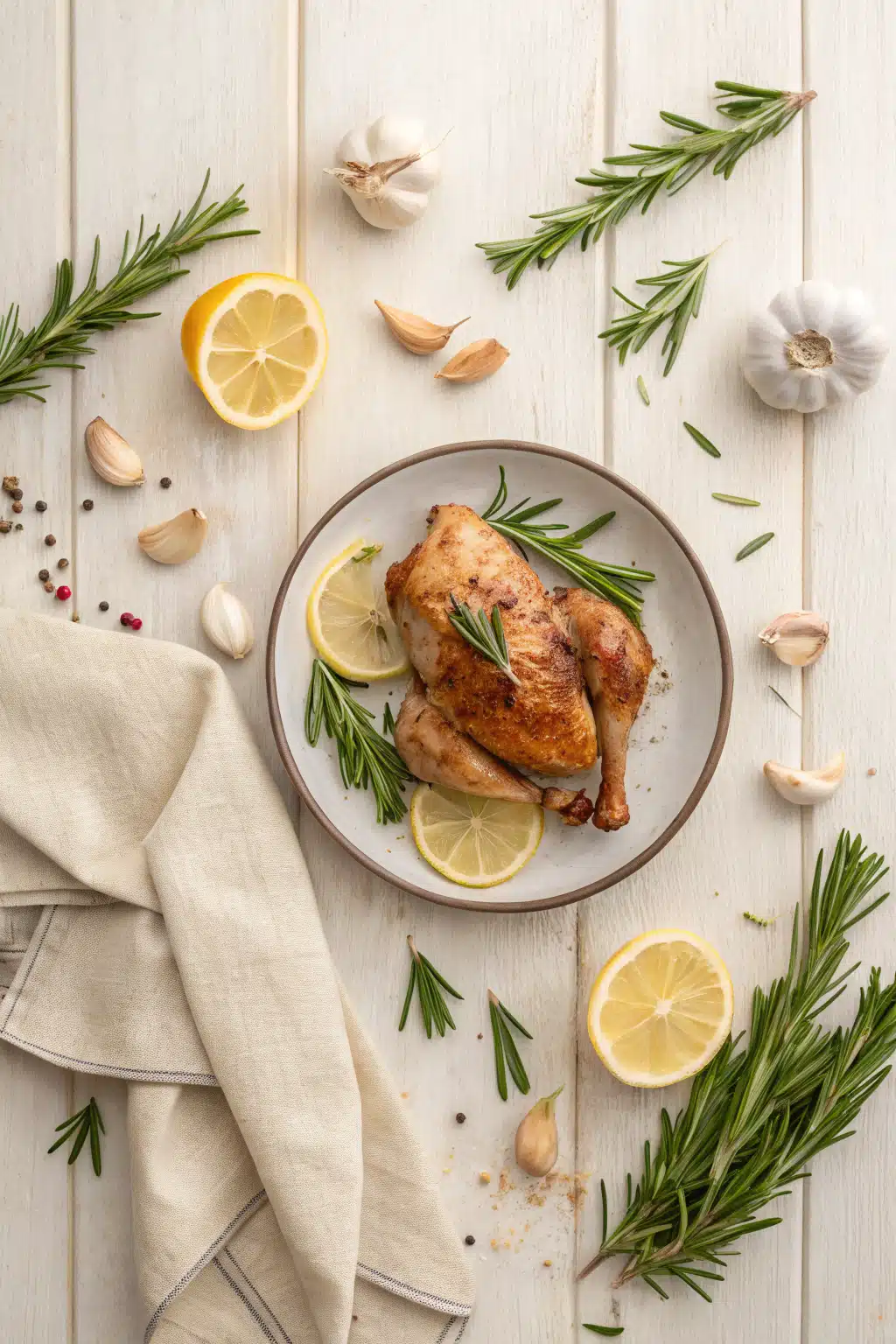 Easy Baked Chicken beautifully presented from an overhead angle
