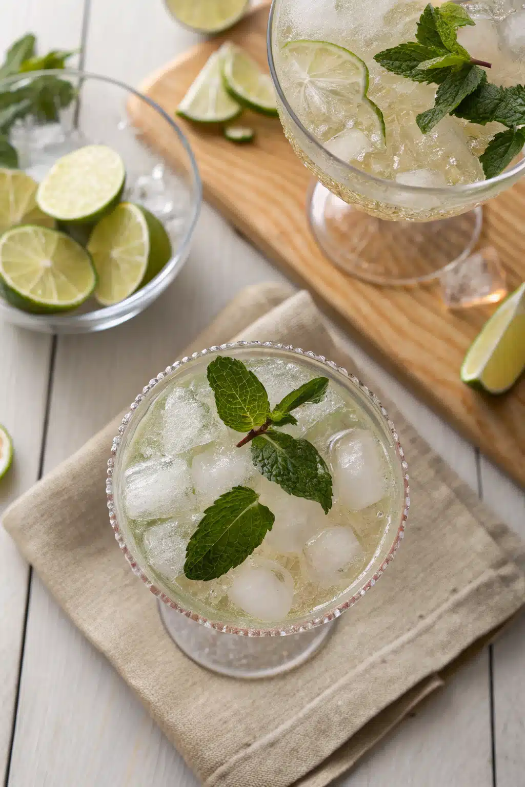 Easy Cocktail Recipes beautifully presented from an overhead angle