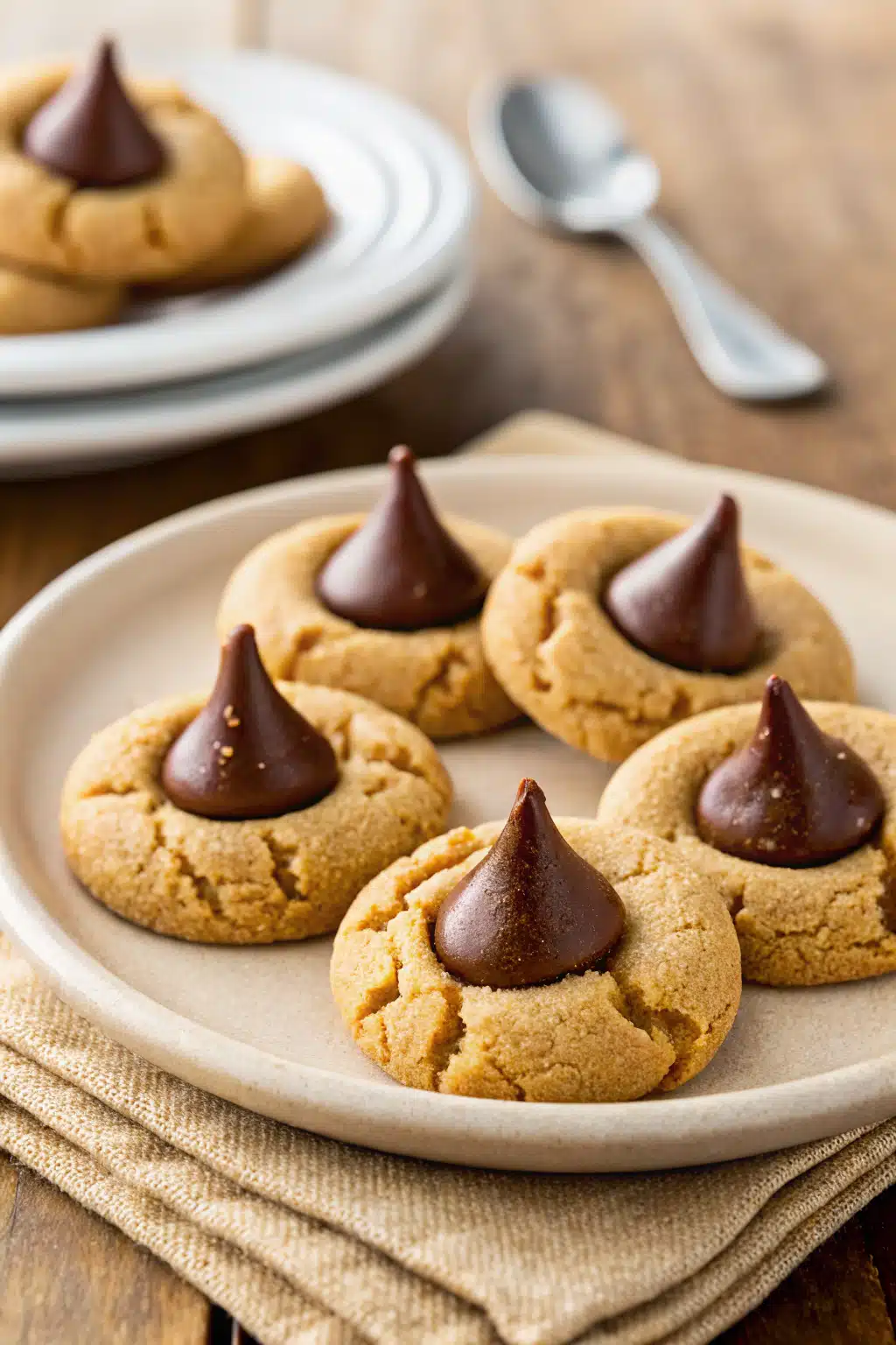 Peanut Butter Blossoms ingredients organized and measured on kitchen counter