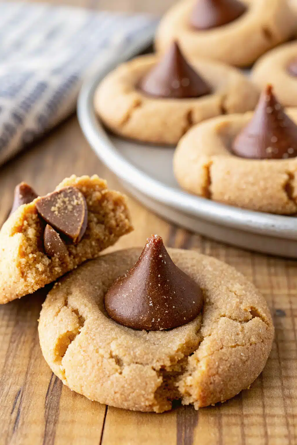 Peanut Butter Blossoms slice on plate showing perfect texture and swirl pattern