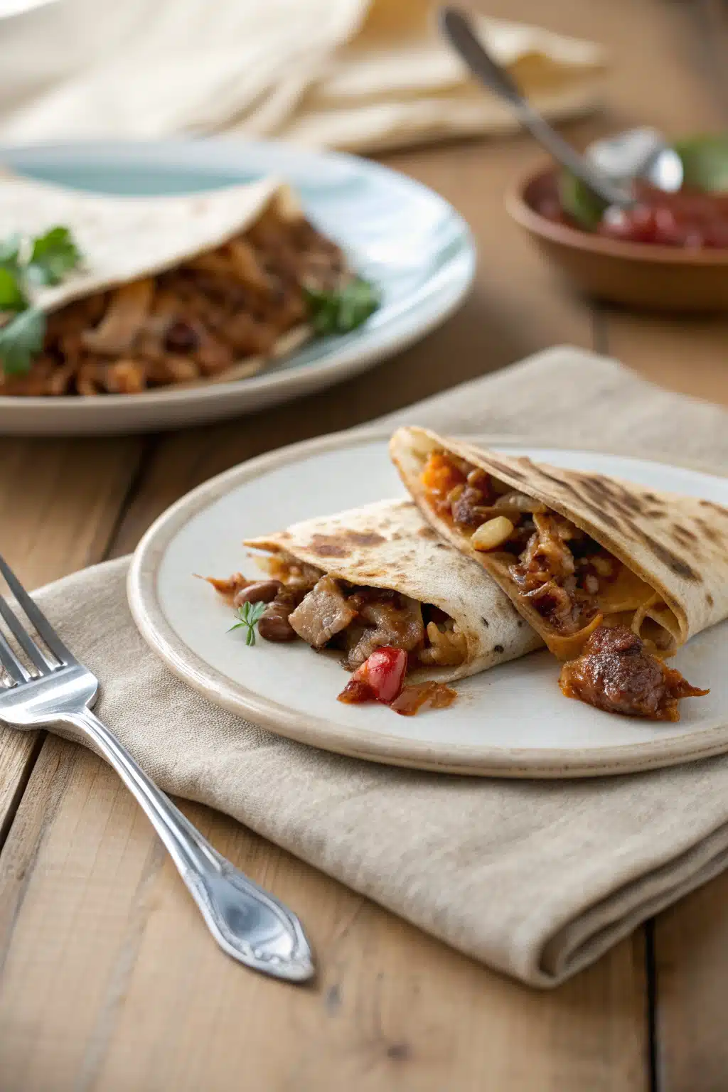 Pulled Pork Quesadilla ingredients organized and measured on kitchen counter