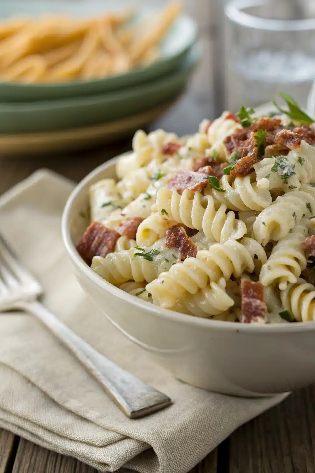 Best Ranch Pasta Salad slice on plate showing perfect texture and swirl pattern