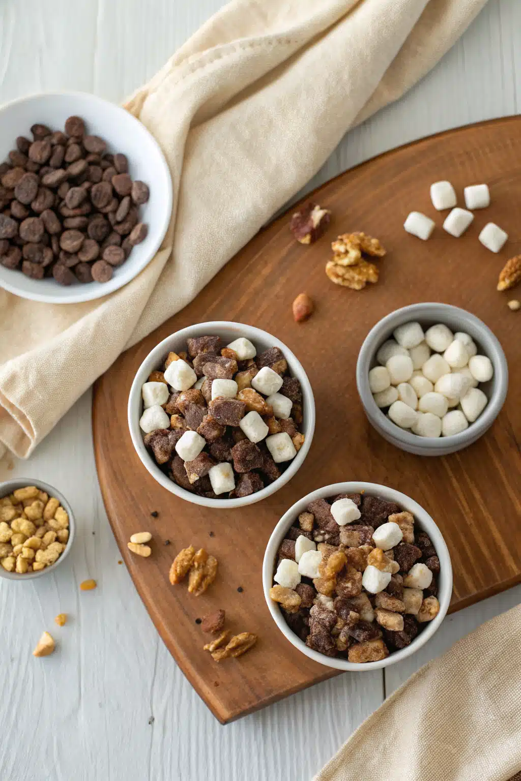 Rocky Road Fudge Recipe beautifully presented from an overhead angle