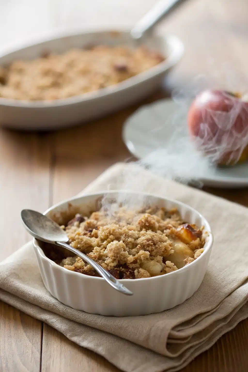 Apple Crumble Recipe ingredients organized and measured on kitchen counter