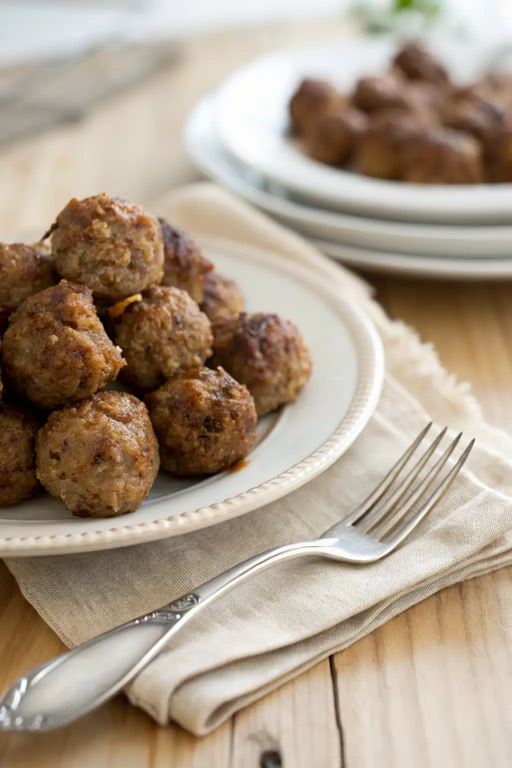 Easy Sausage Balls ingredients organized and measured on kitchen counter