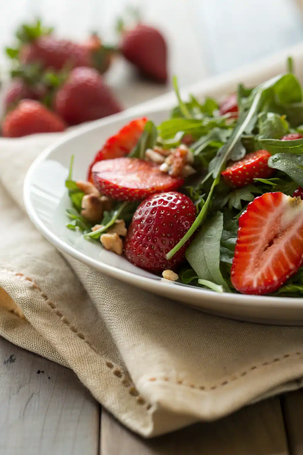 Strawberry Greens Salad slice on plate showing perfect texture and swirl pattern