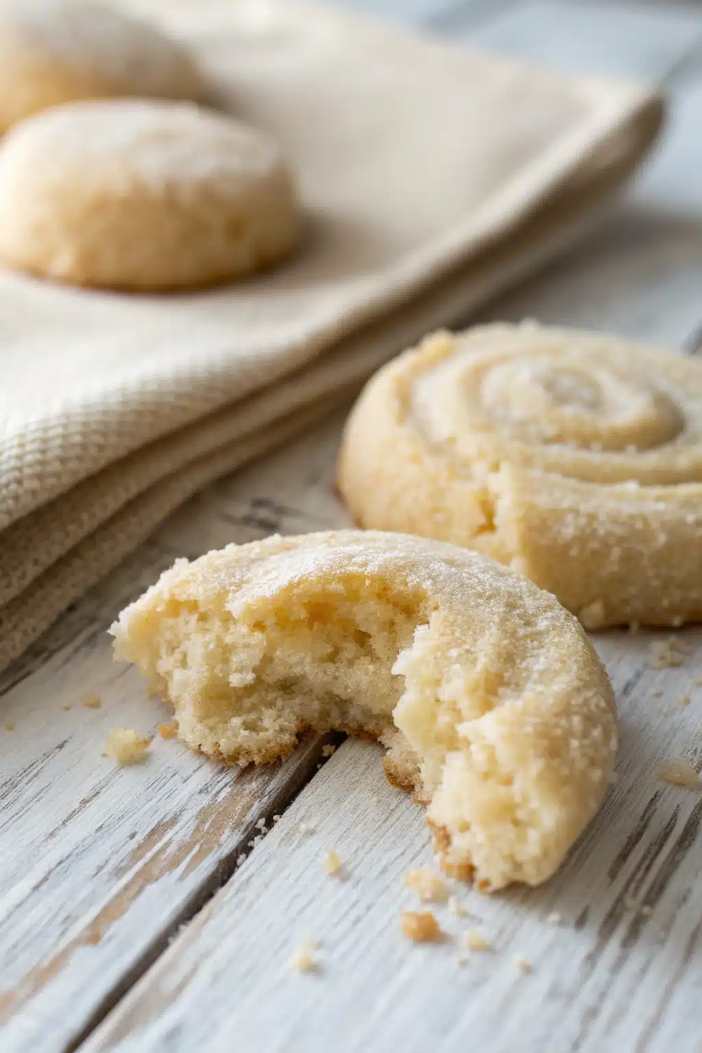 Easy Rolled Sugar Cookies slice on plate showing perfect texture and swirl pattern