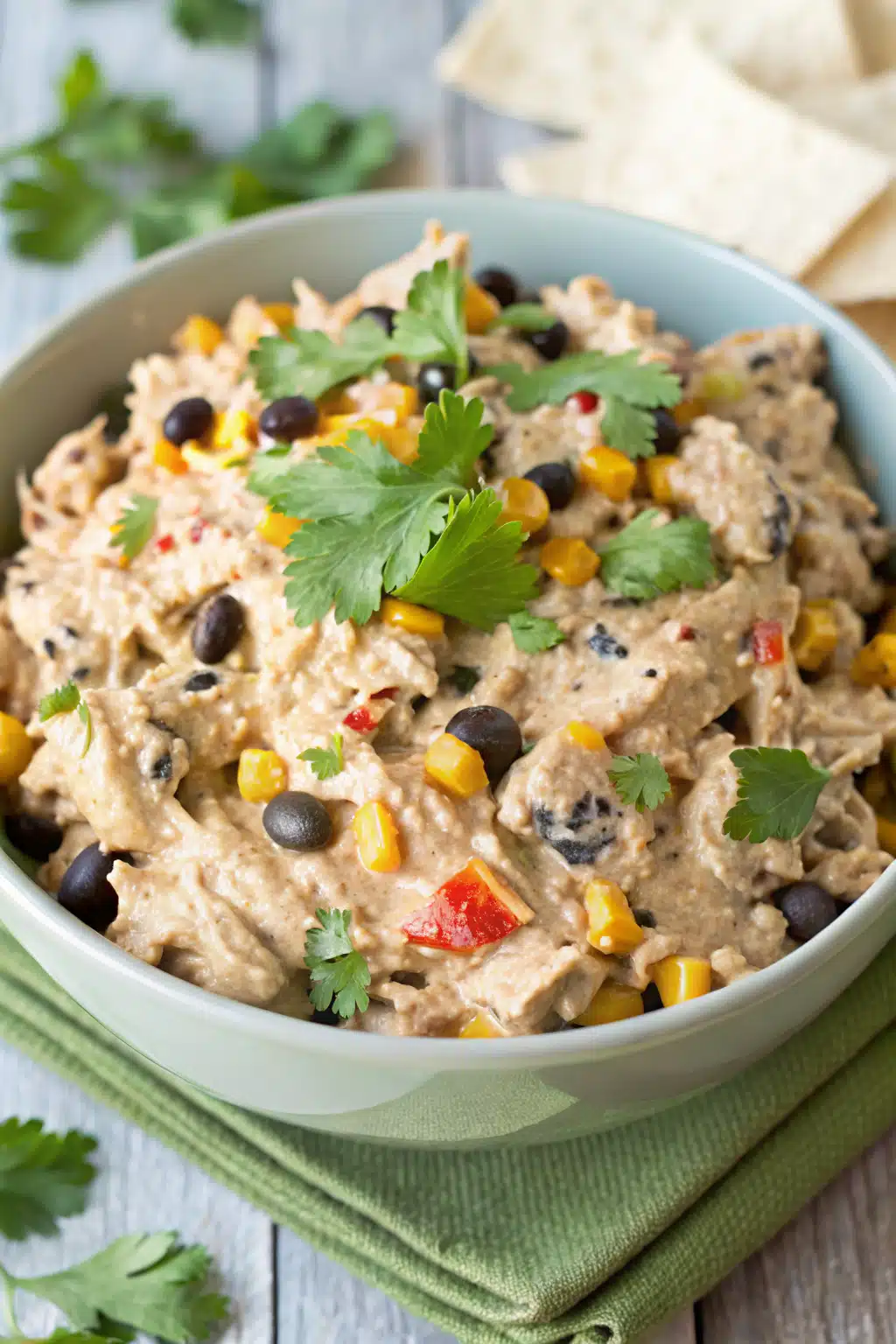 Southwest Chicken Salad slice on plate showing perfect texture and swirl pattern