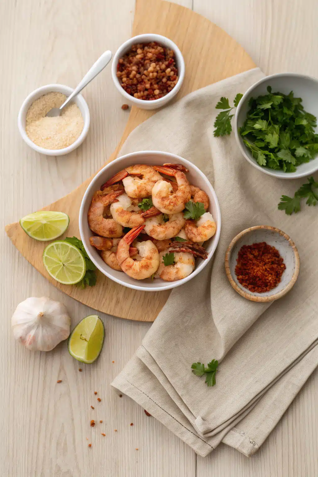 Shrimp Diablo Recipe beautifully presented from an overhead angle