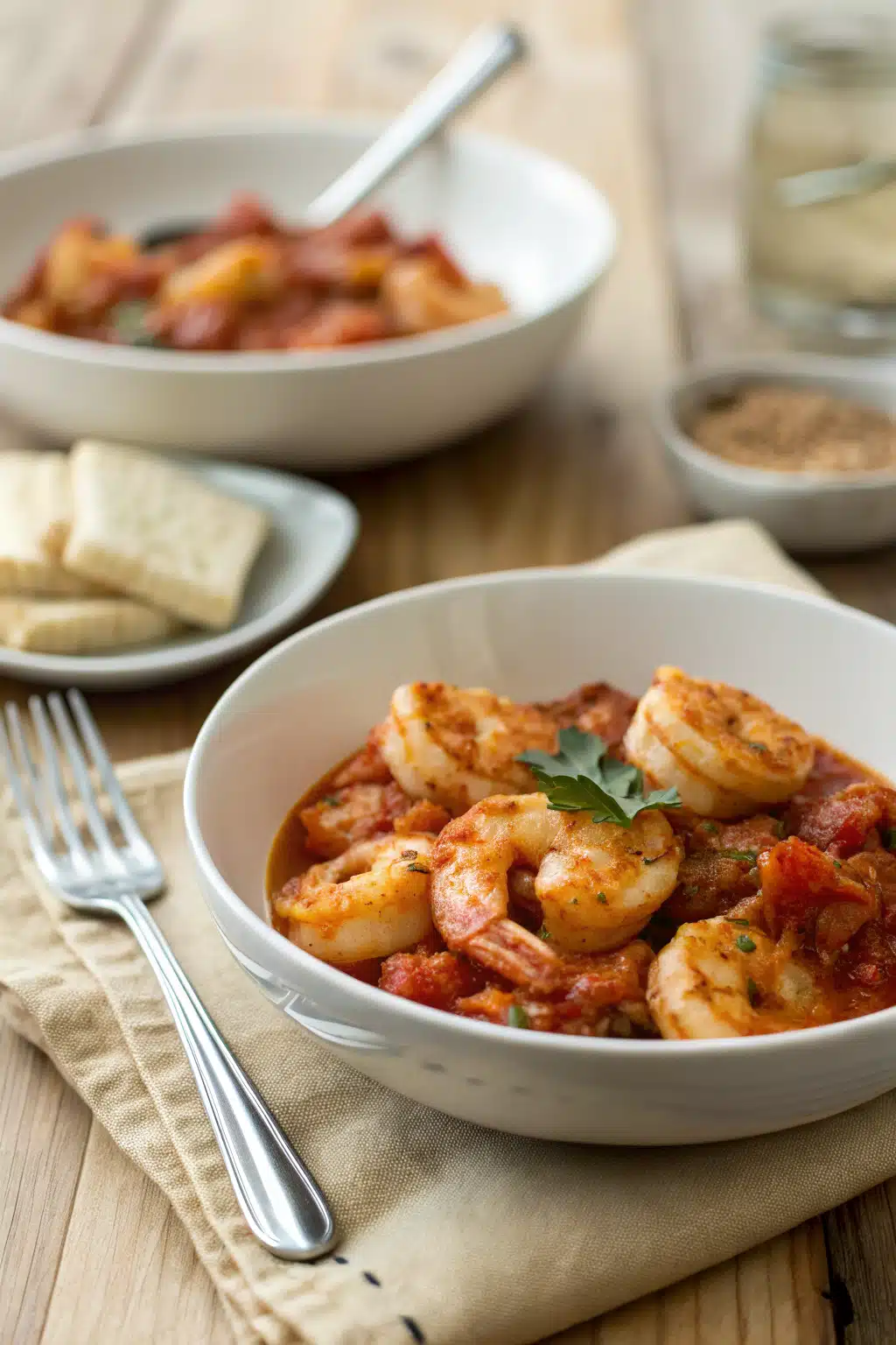 Shrimp Diablo Recipe ingredients organized and measured on kitchen counter