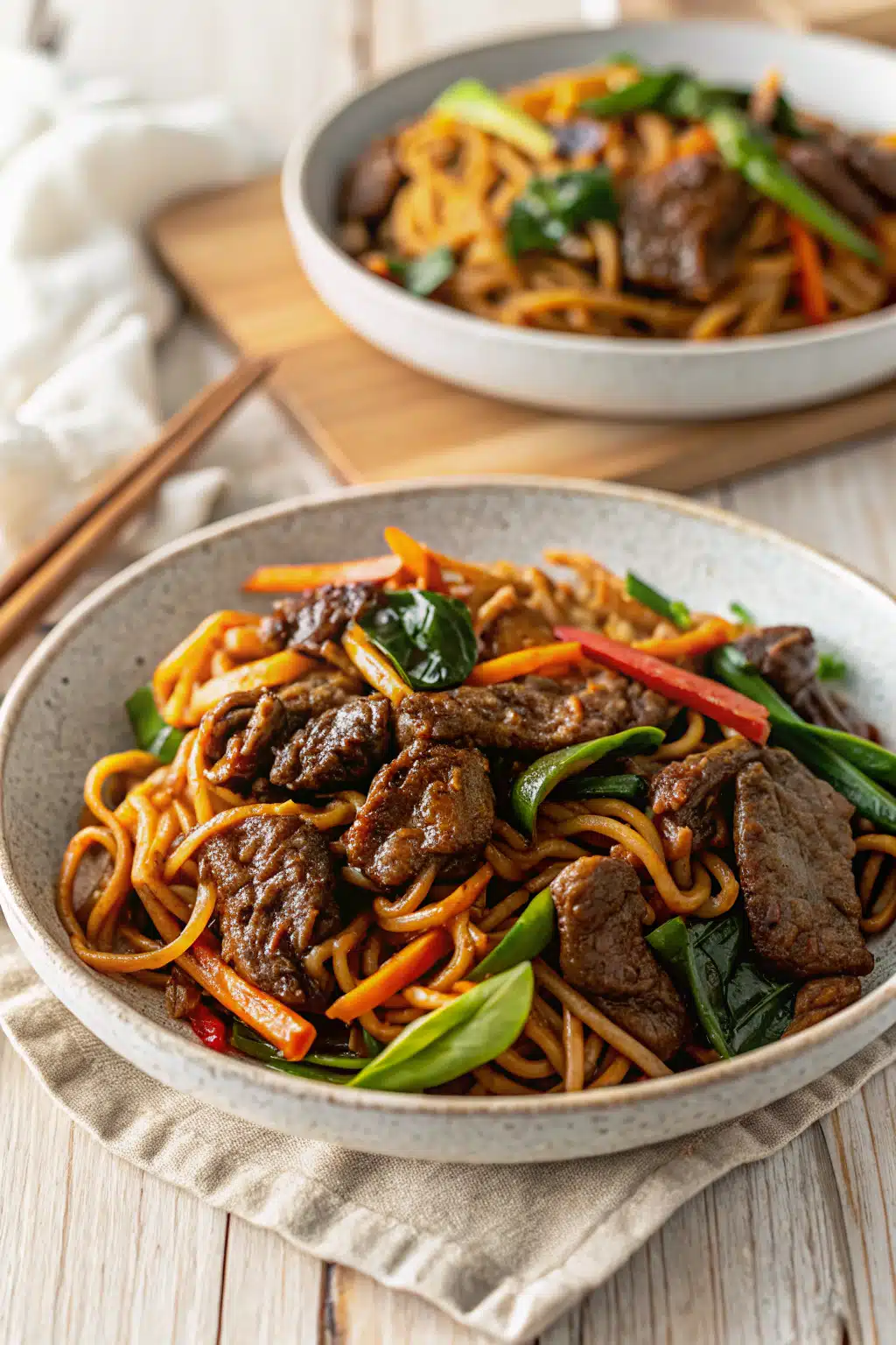 Beef Stir Fry Recipes ingredients organized and measured on kitchen counter