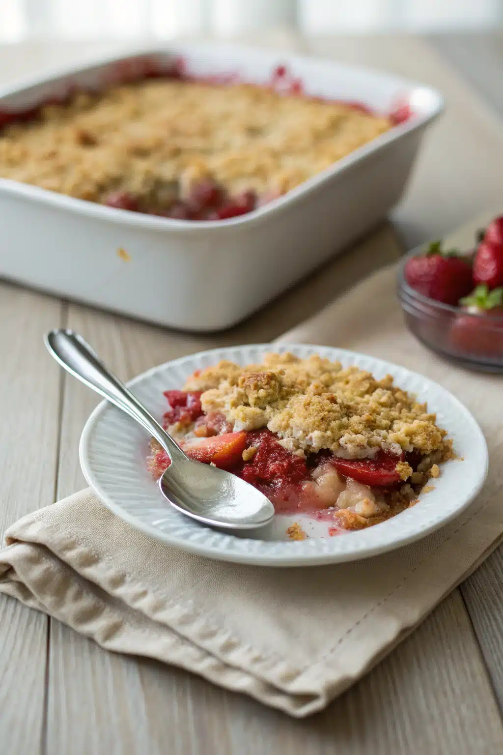 Strawberry Cheesecake Dump Cake ingredients organized and measured on kitchen counter