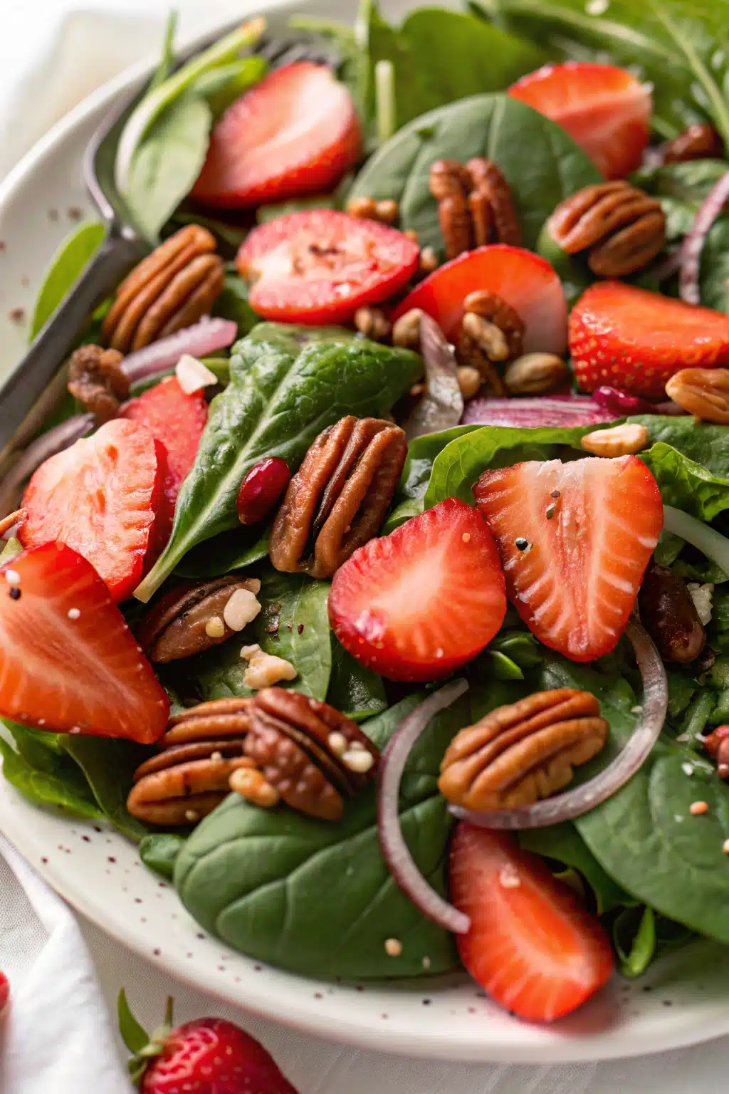 Strawberry Spinach Salad Recipe slice on plate showing perfect texture and swirl pattern