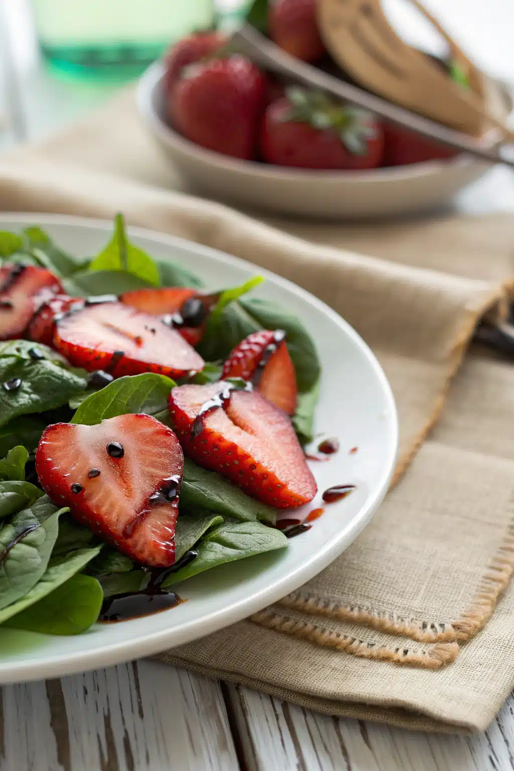 Strawberry Spinach Salad slice on plate showing perfect texture and swirl pattern