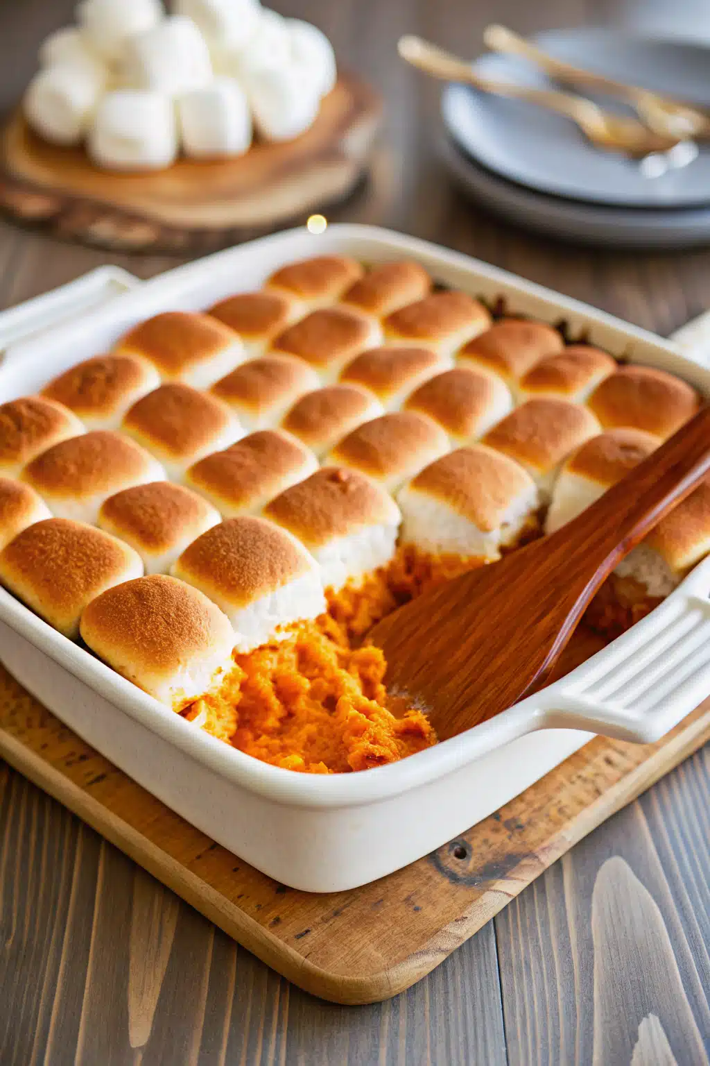 Sweet Potato Casserole ingredients organized and measured on kitchen counter