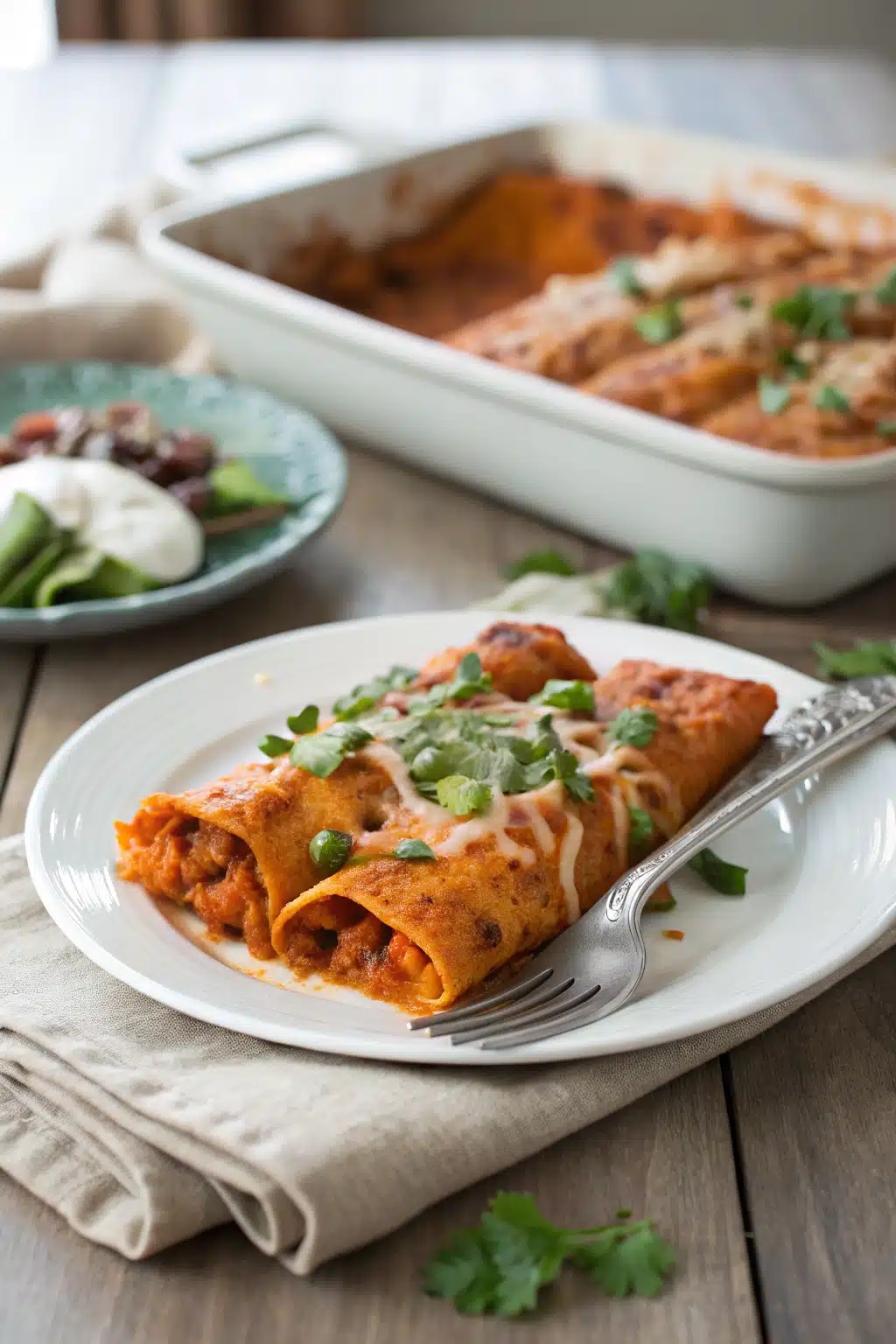 Sweet Potato Enchiladas ingredients organized and measured on kitchen counter