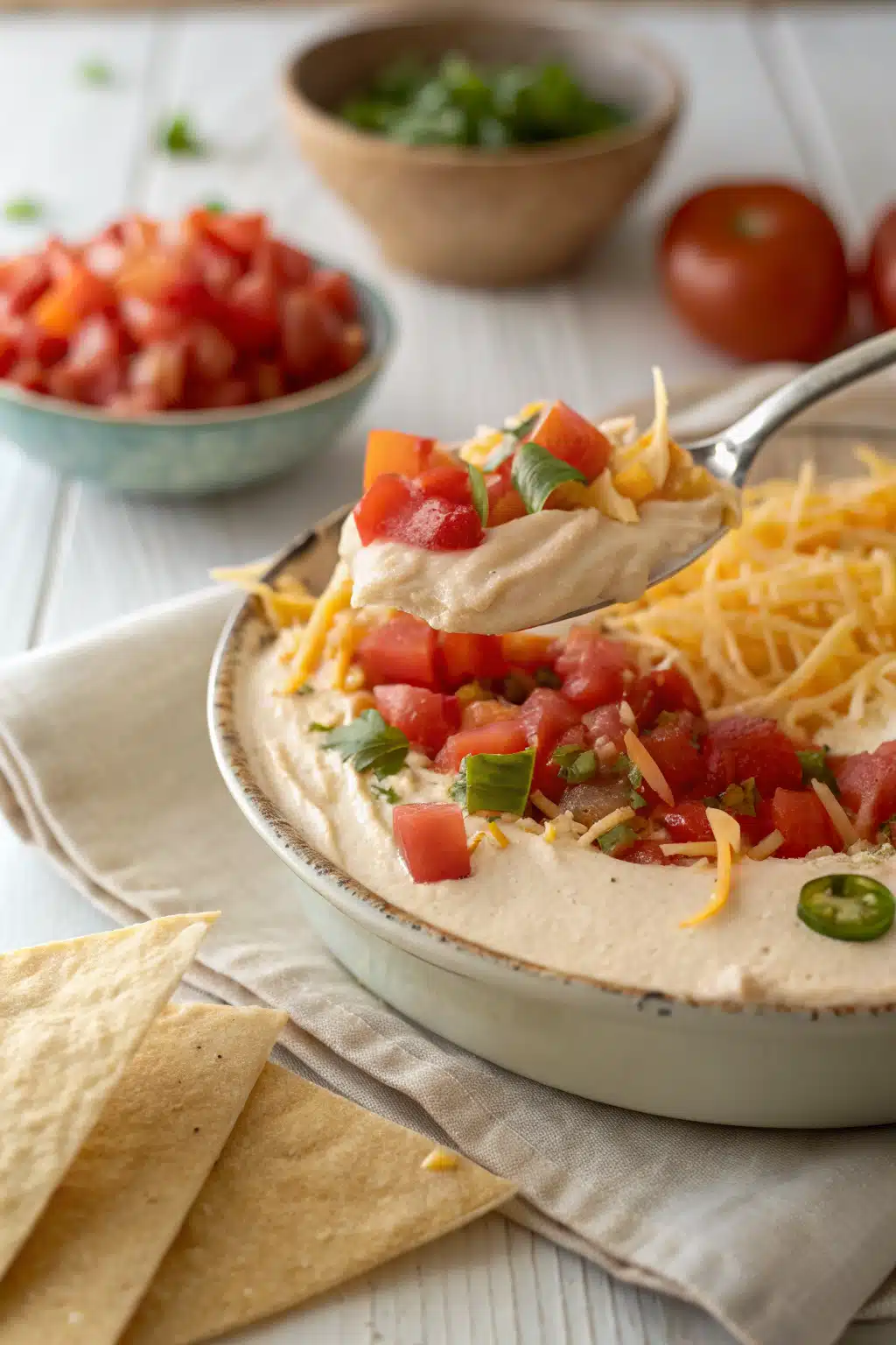 Easy Taco Dip slice on plate showing perfect texture and swirl pattern