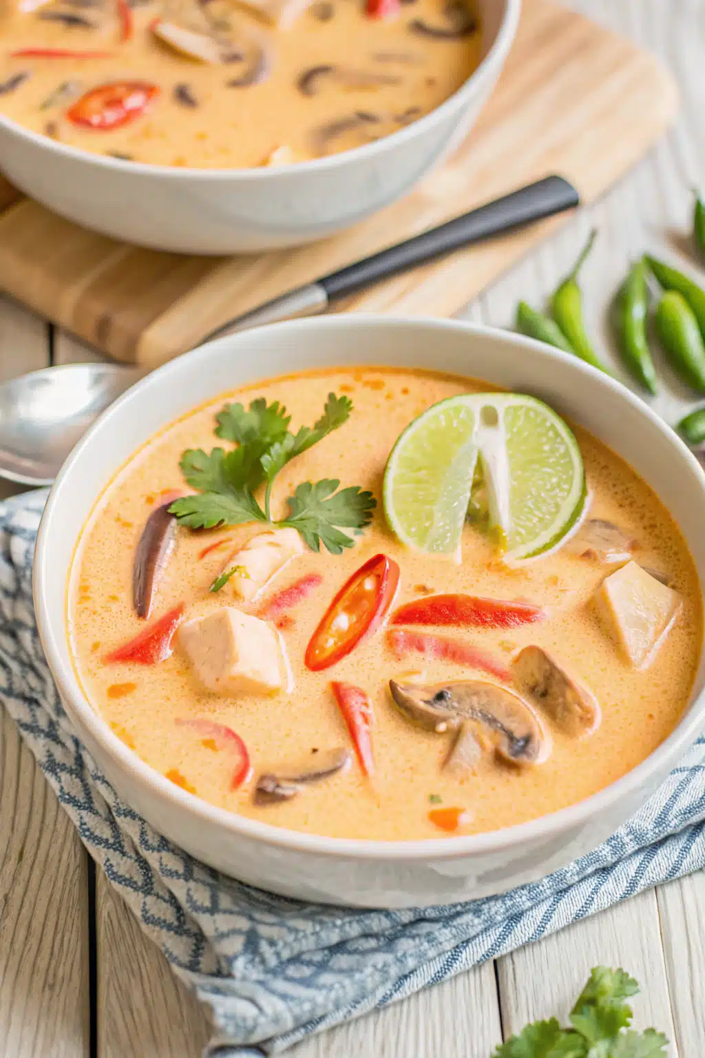 Crockpot Thai Chicken Soup ingredients organized and measured on kitchen counter