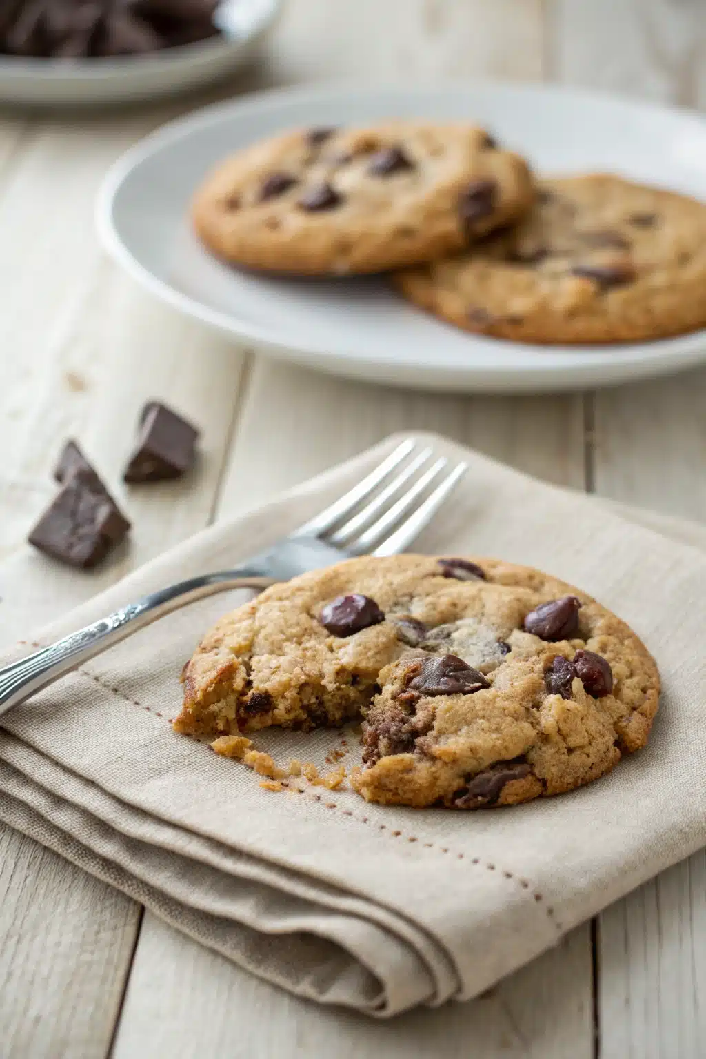 Chewy Chocolate Chip Cookies ingredients organized and measured on kitchen counter