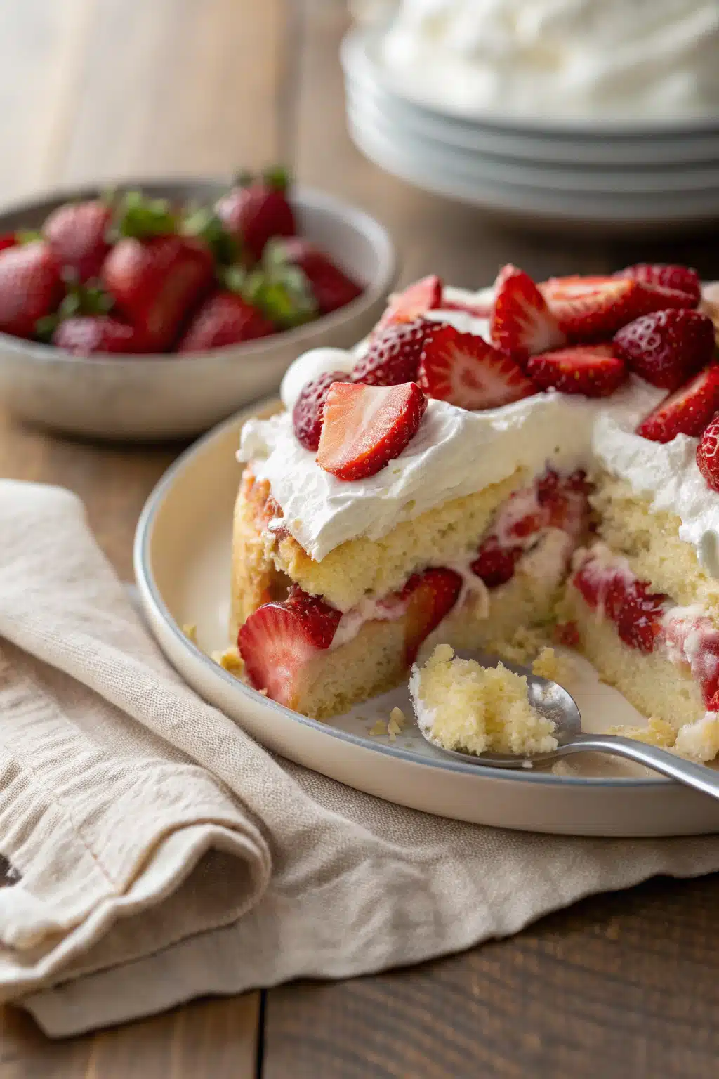 Easy Trifle Recipe slice on plate showing perfect texture and swirl pattern