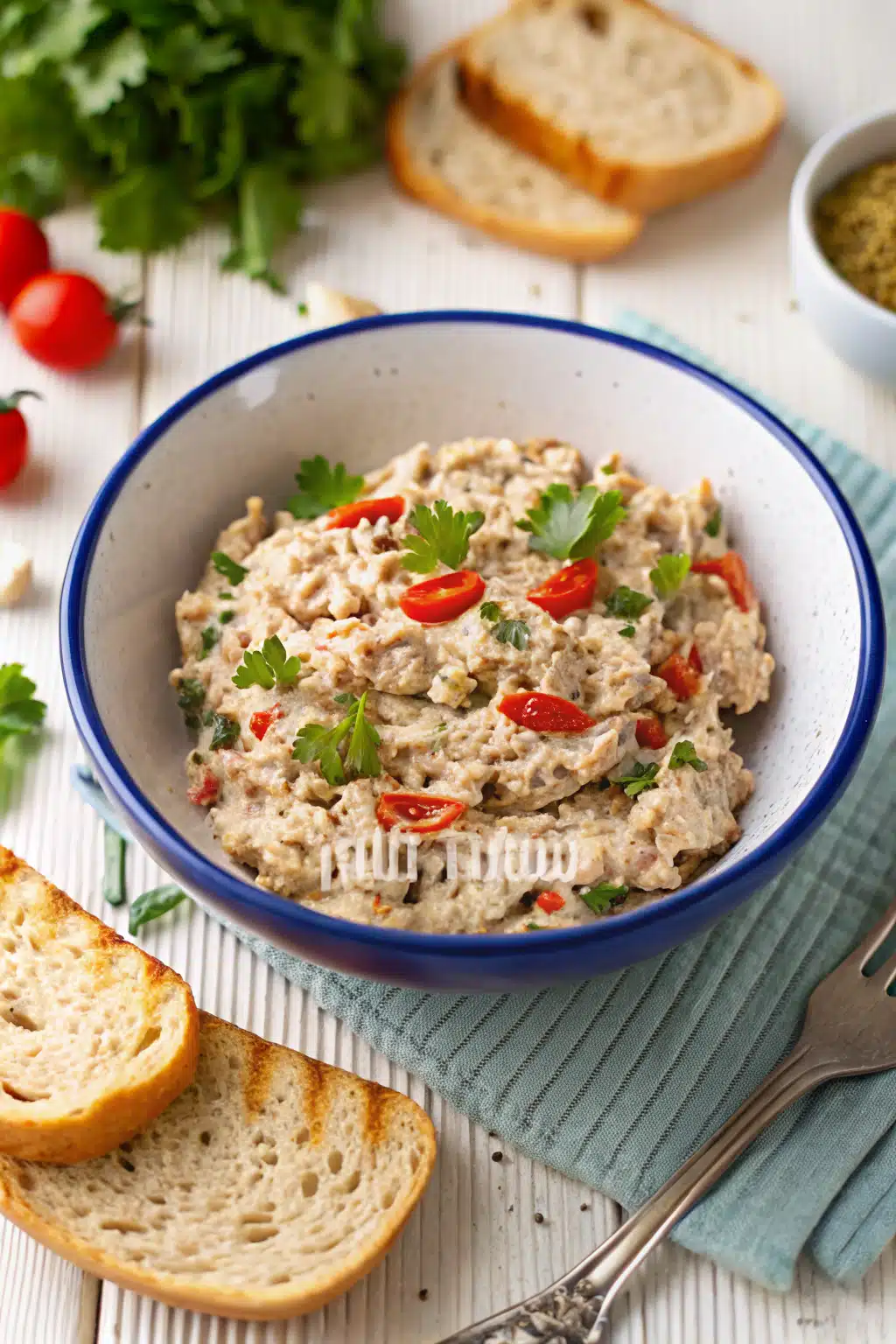High Protein Tuna Salad ingredients organized and measured on kitchen counter