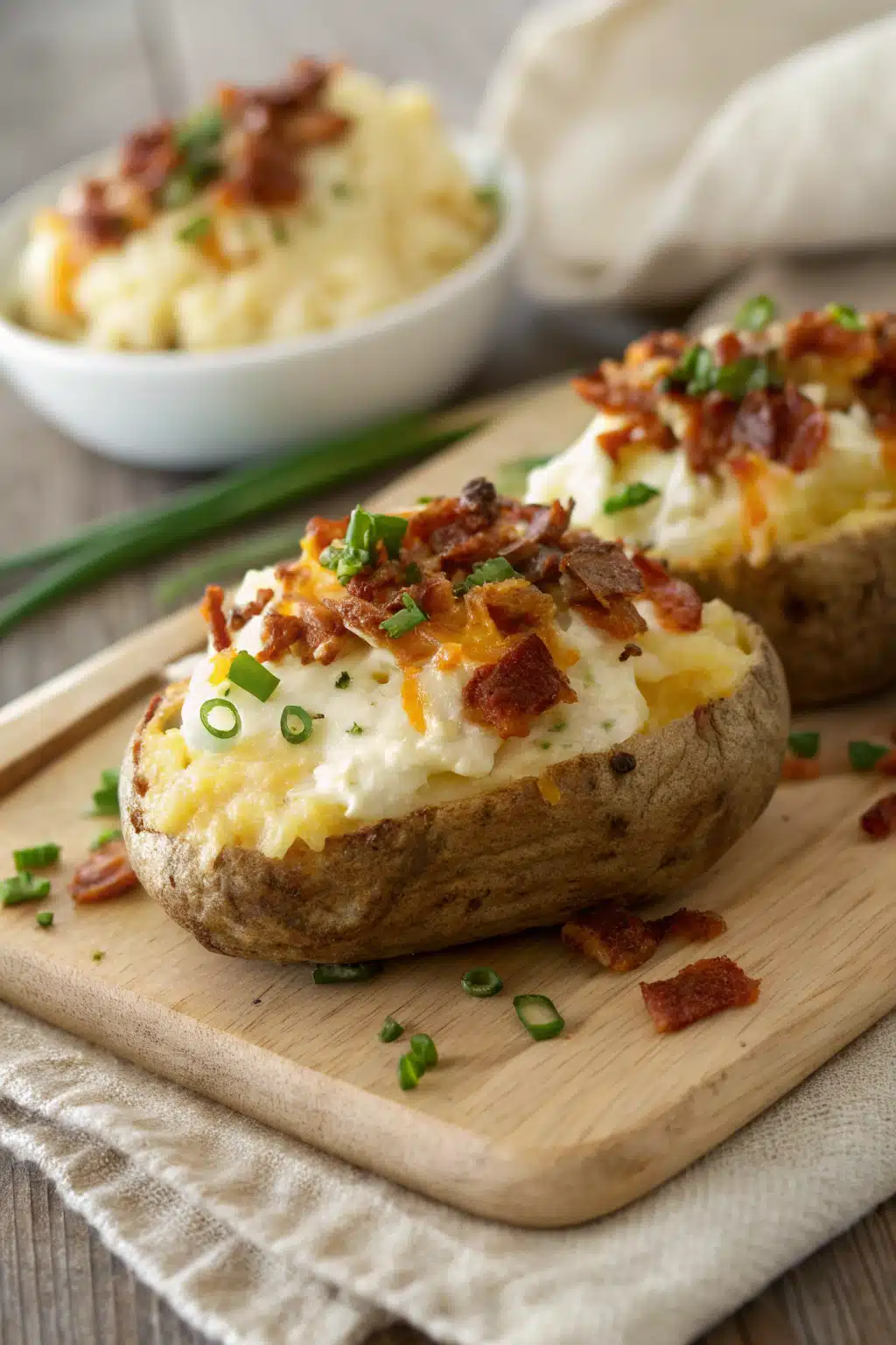 Twice Baked Potatoes slice on plate showing perfect texture and swirl pattern