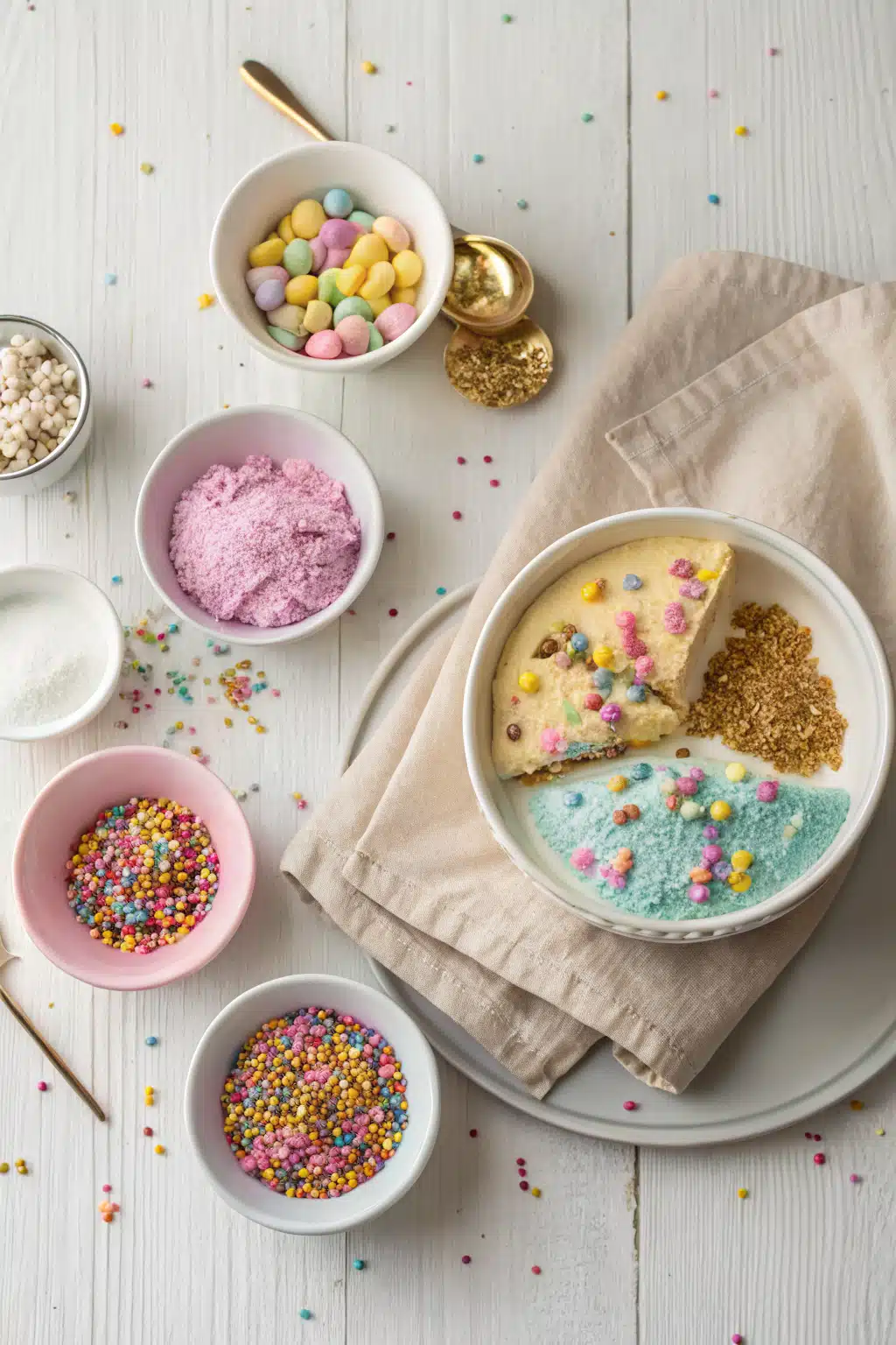 Best Unicorn Cake Recipe beautifully presented from an overhead angle