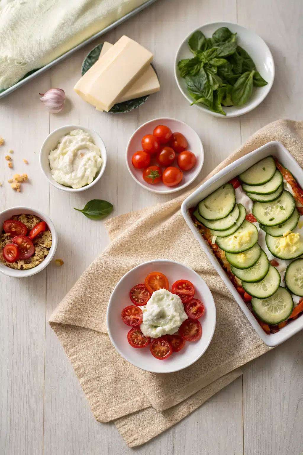 Vegetable Lasagna Recipe beautifully presented from an overhead angle