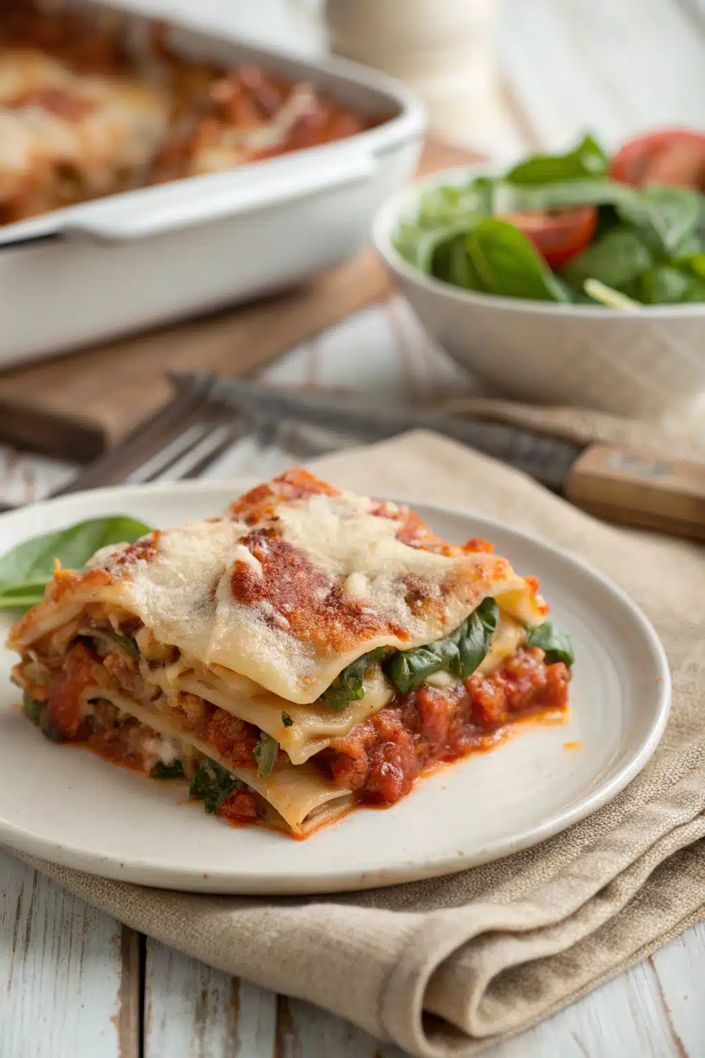 Vegetable Lasagna Recipe slice on plate showing perfect texture and swirl pattern