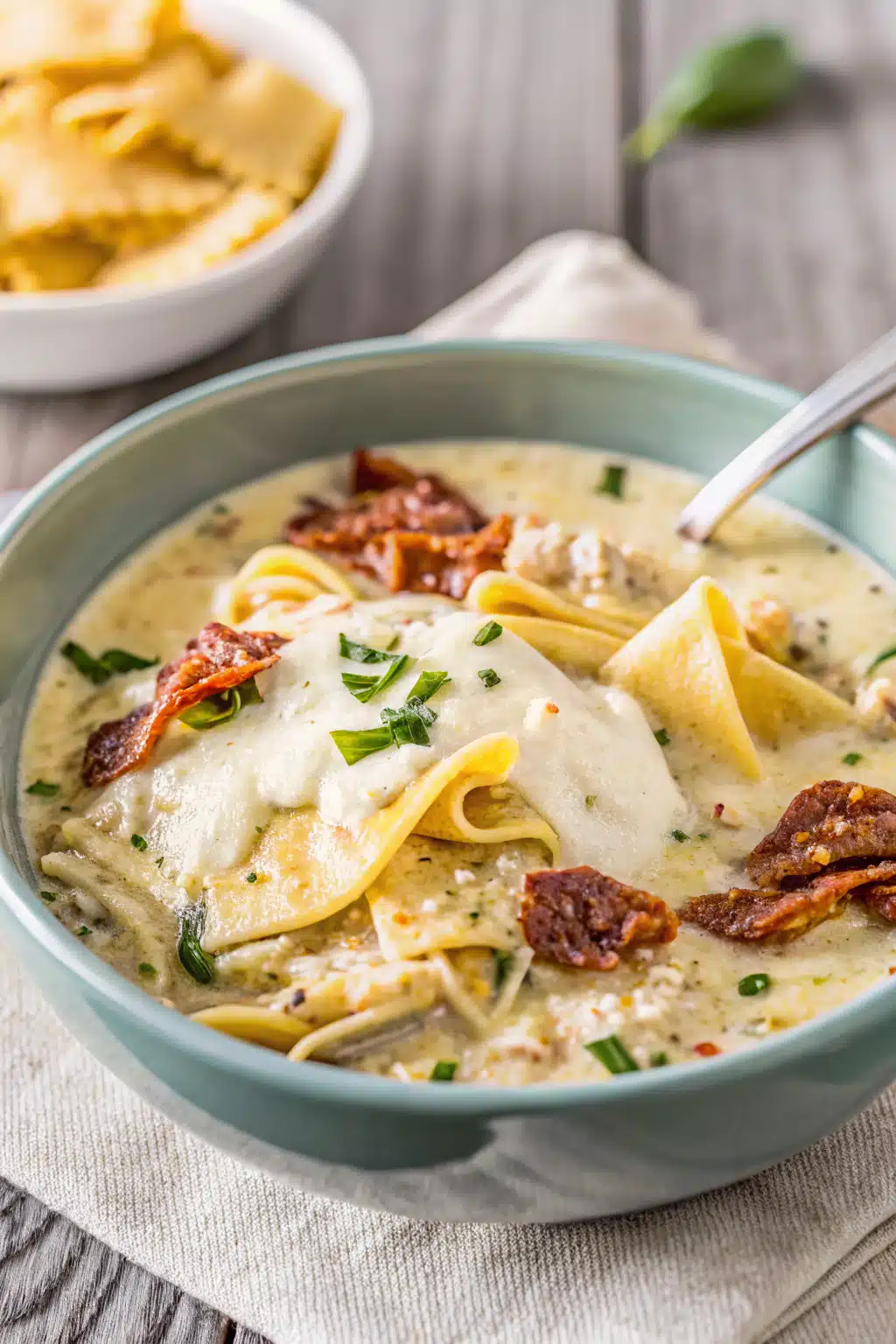 Crockpot White Lasagna Soup ingredients organized and measured on kitchen counter